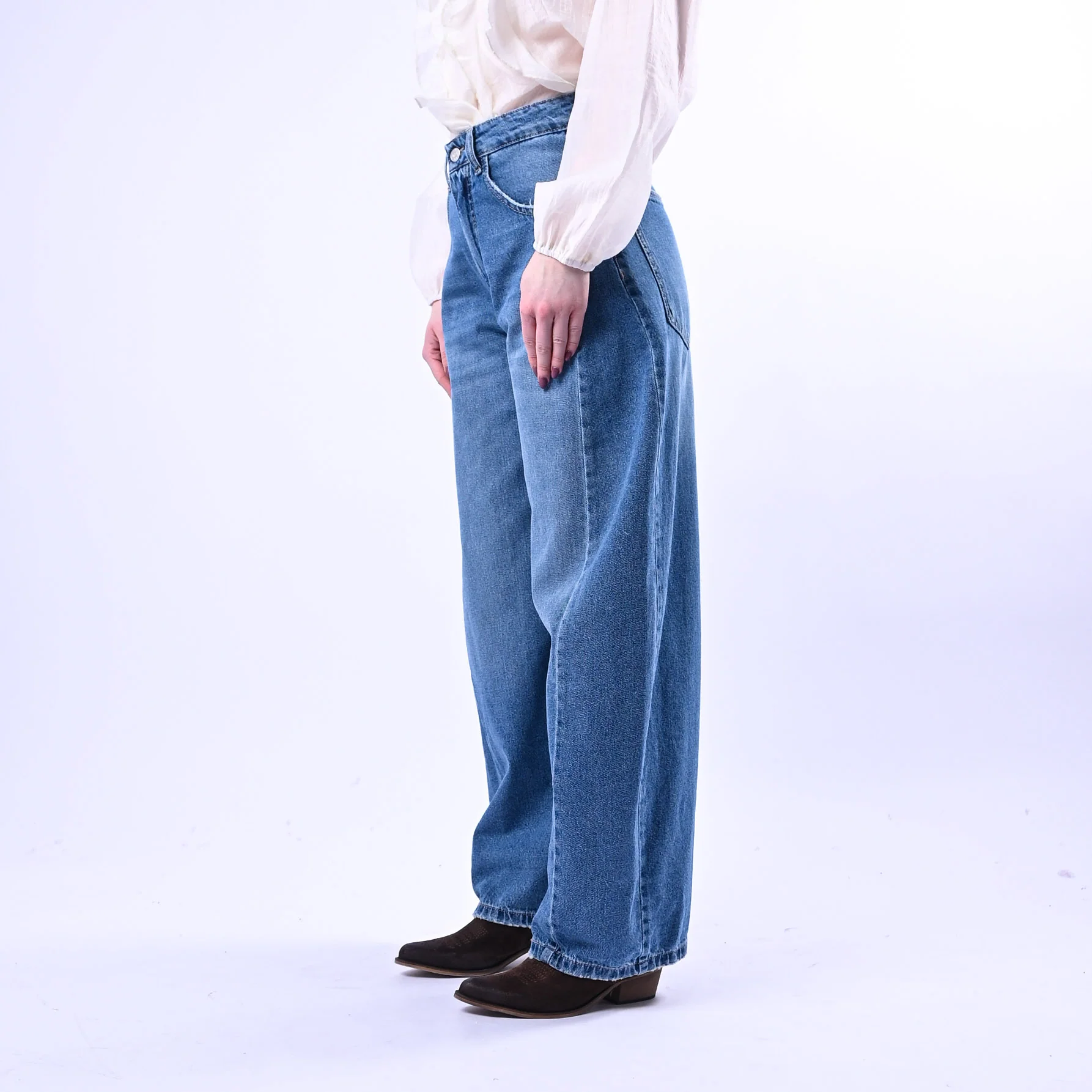 HAVEONE - JEANS MODELLO LORE WIDE LEG ART.PGZ-Q160 - LAVAGGIO MEDIO - Image 3