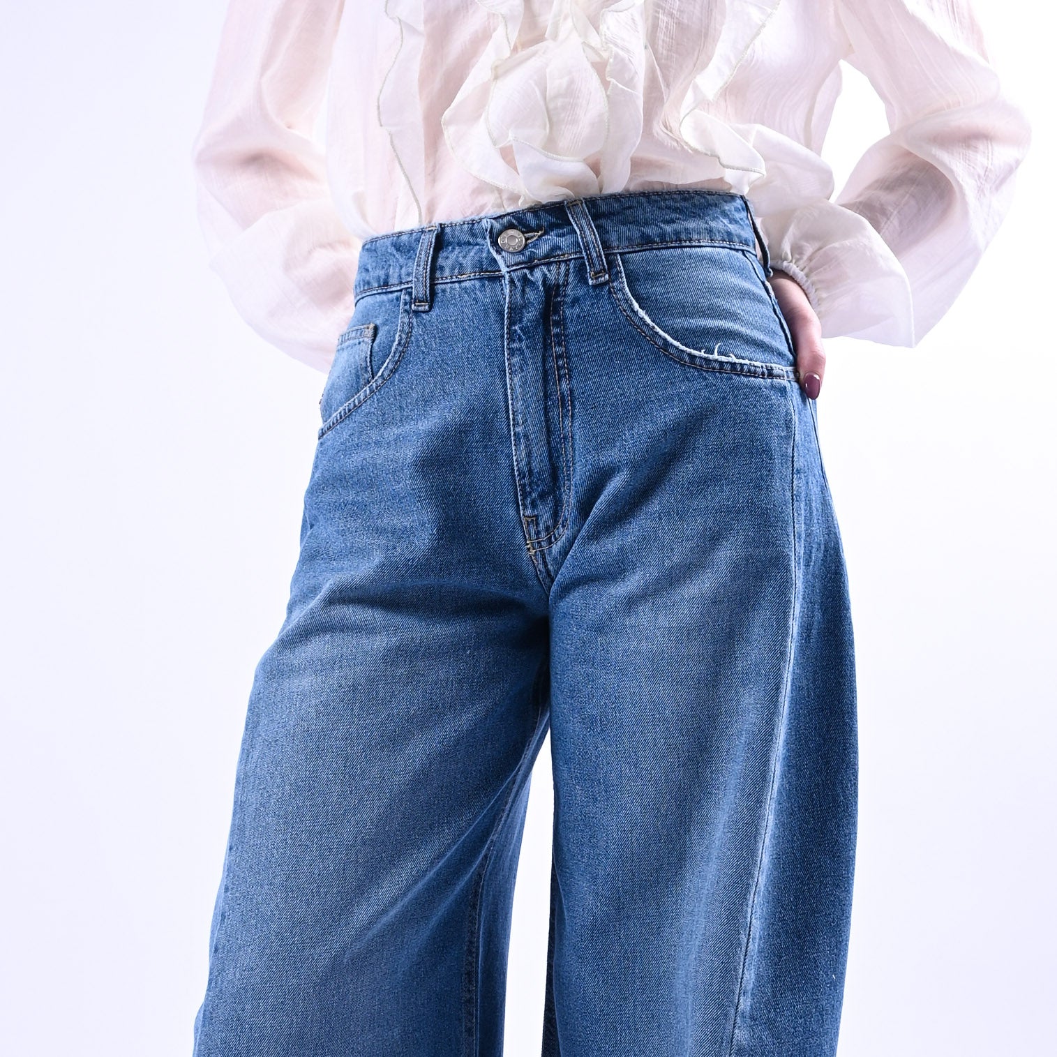 HAVEONE - JEANS MODELLO LORE WIDE LEG ART.PGZ-Q160 - LAVAGGIO MEDIO - Image 5