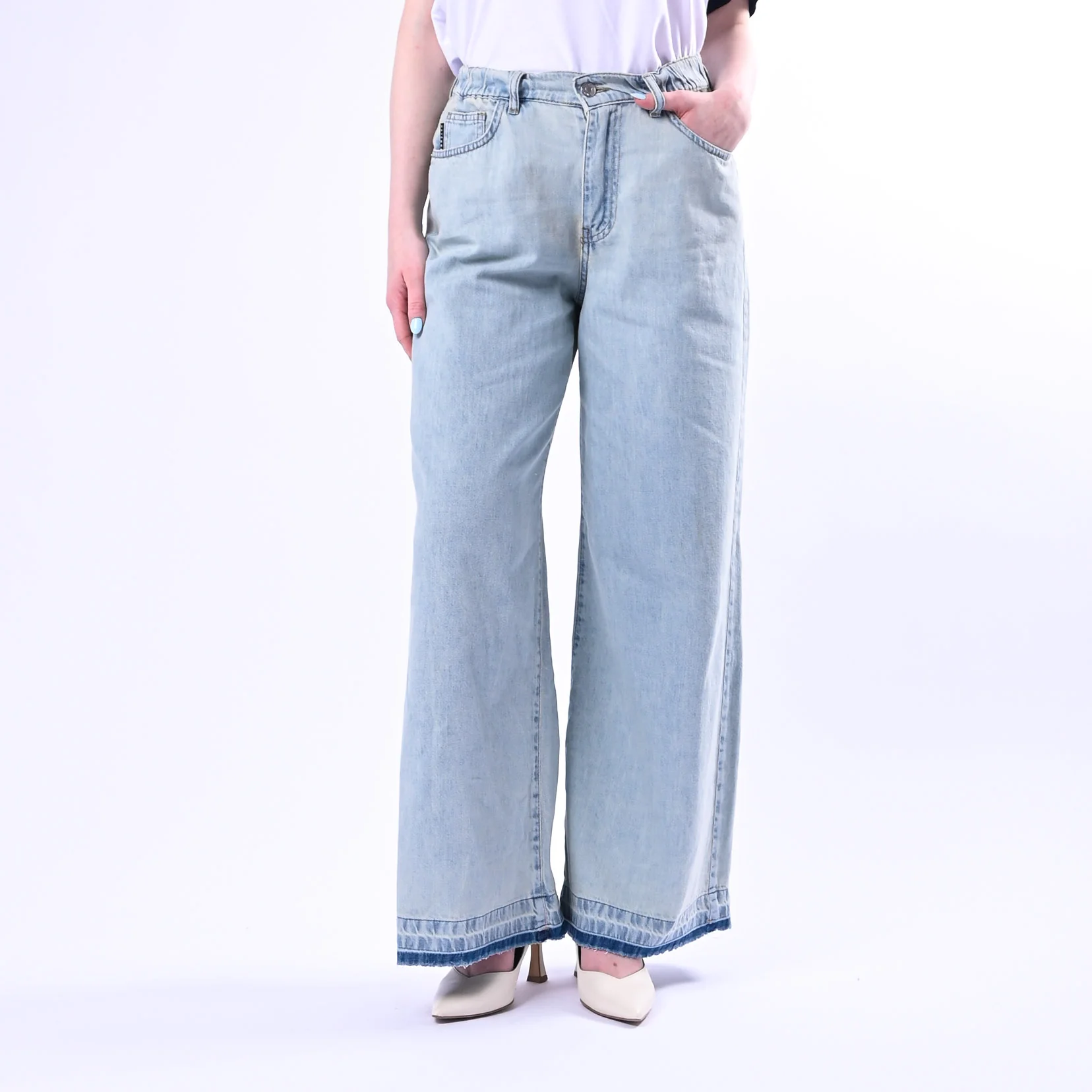 HAVEONE - JEANS ORISSA WIDE LEG ELASTICO IN VITA ART.PGZ-Q288 - JEANS CHIARO