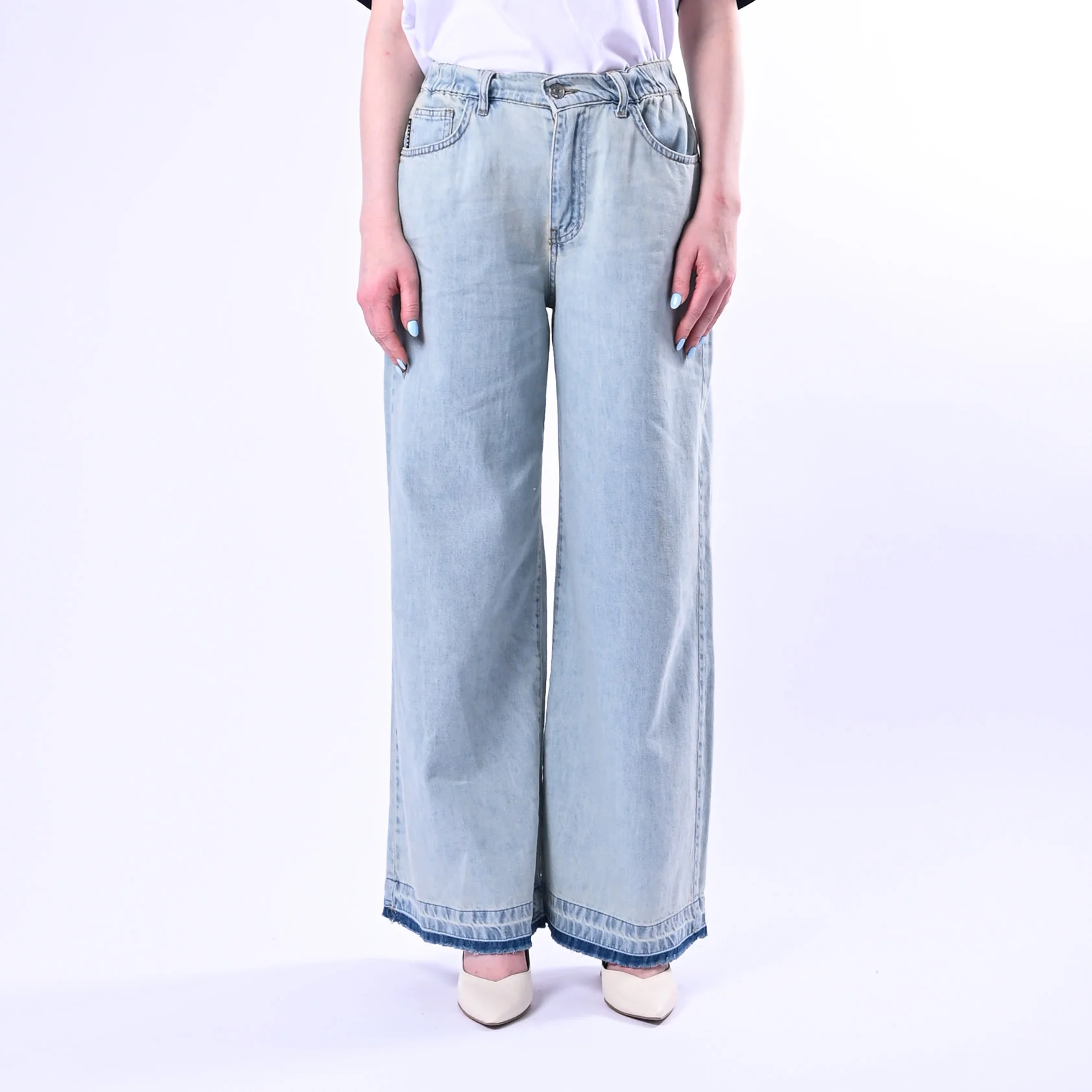 HAVEONE - JEANS ORISSA WIDE LEG ELASTICO IN VITA ART.PGZ-Q288 - JEANS CHIARO - Image 2