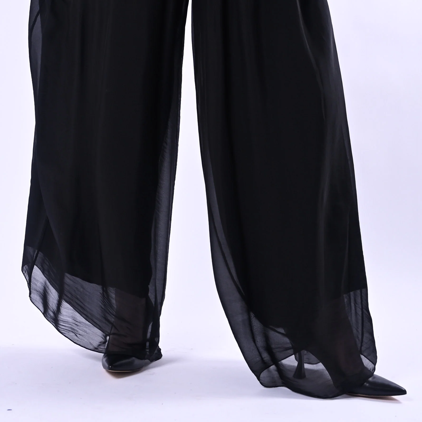 HAVEONE - PANTALONE AMPIO FLUIDO IN SETA/VISCOSA ART.PCH-Q007/N - NERO - Image 6