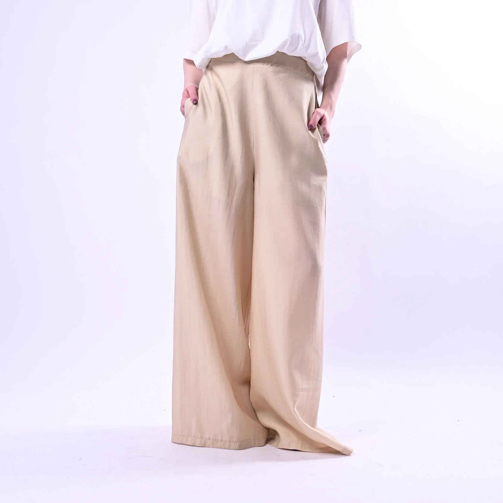 HAVEONE - PANTALONE AMPIO IN LYOCELL ART.PMA-Q400/B - BEIGE
