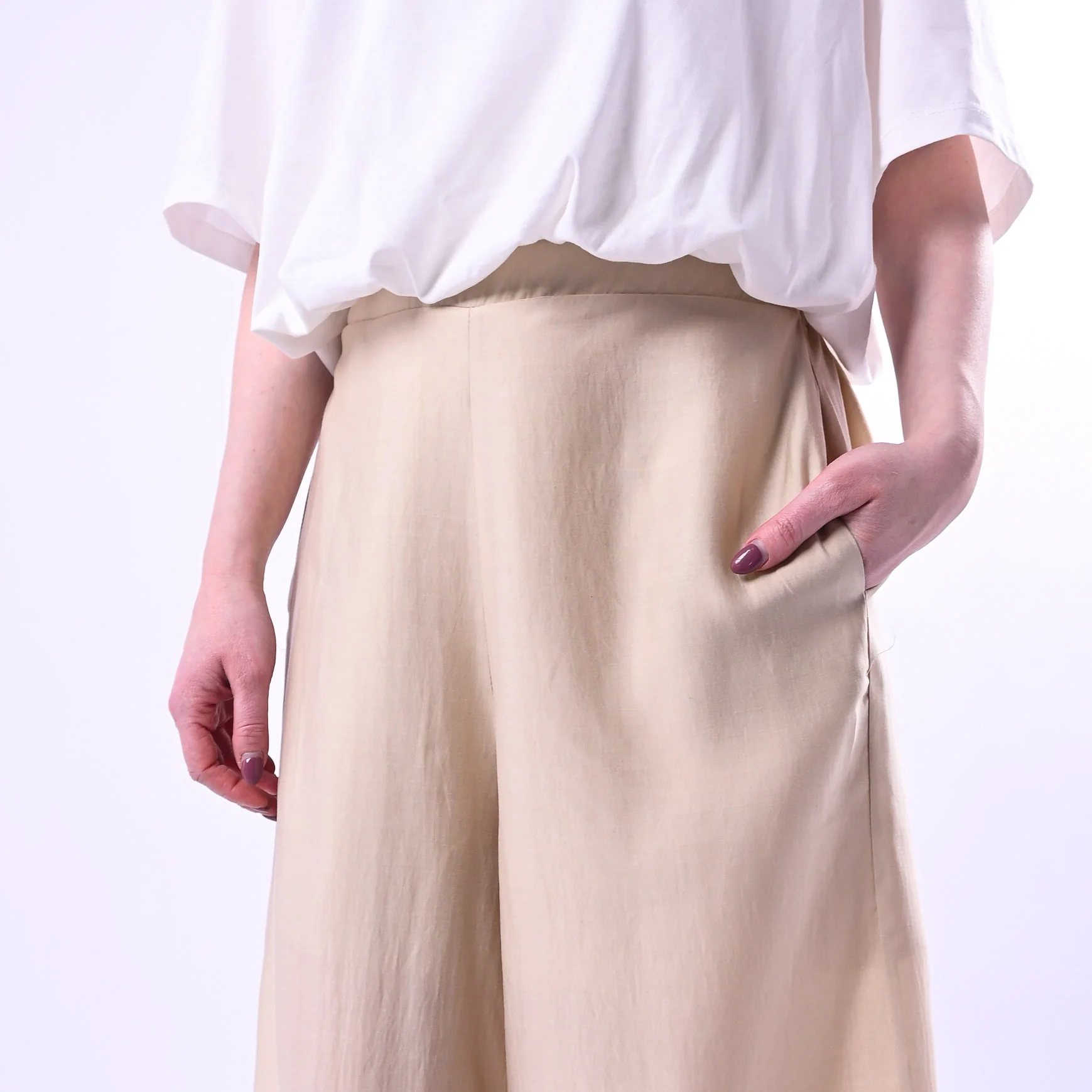 HAVEONE - PANTALONE AMPIO IN LYOCELL ART.PMA-Q400/B - BEIGE - Image 5