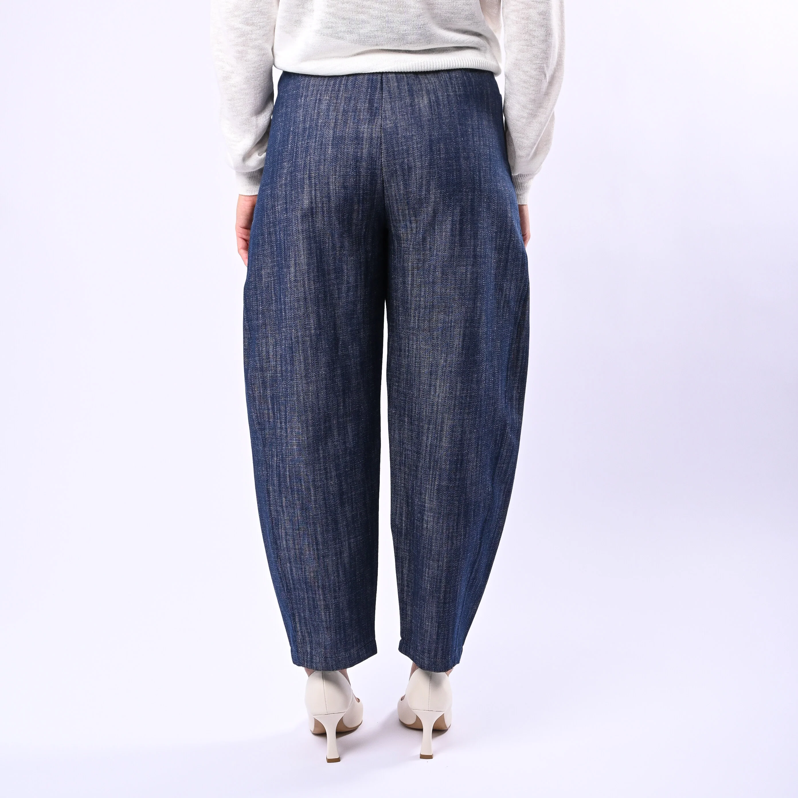 HAVEONE - PANTALONE BALLOON IN CHAMBERAY ART.PNO-Q168 - DENIM SCURO - Image 4