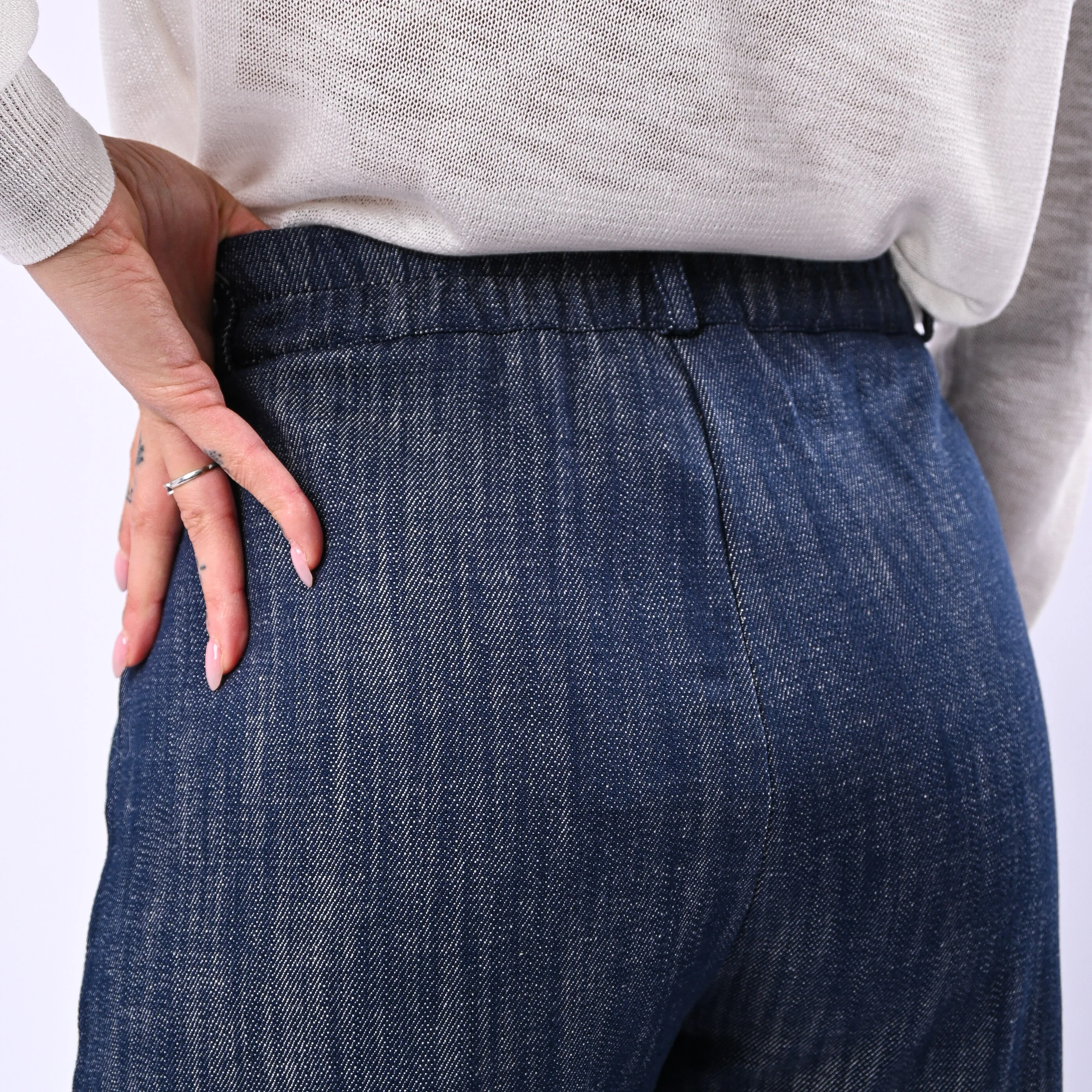 HAVEONE - PANTALONE BALLOON IN CHAMBERAY ART.PNO-Q168 - DENIM SCURO - Image 5