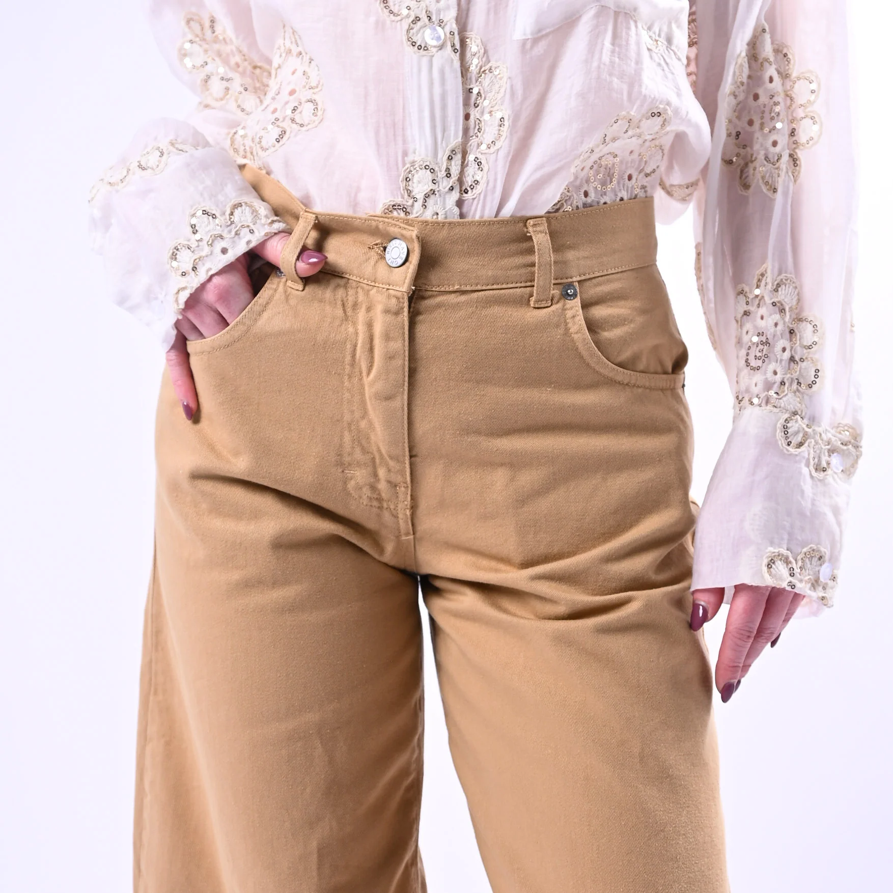 HAVEONE - PANTALONE BELLA BULL DENIM ART.PLS-Q052 - BEIGE - Image 5