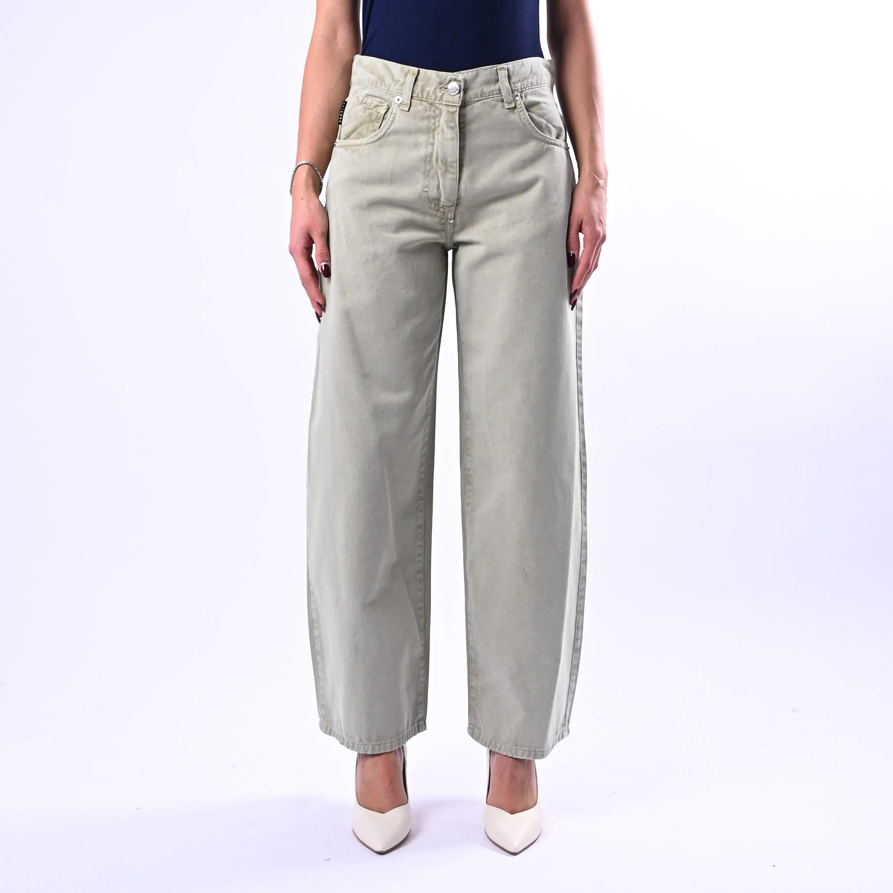 HAVEONE - PANTALONE BELLA IN GABARDIANA ART.PLS-Q030 - VERDE SALVIA - Image 2