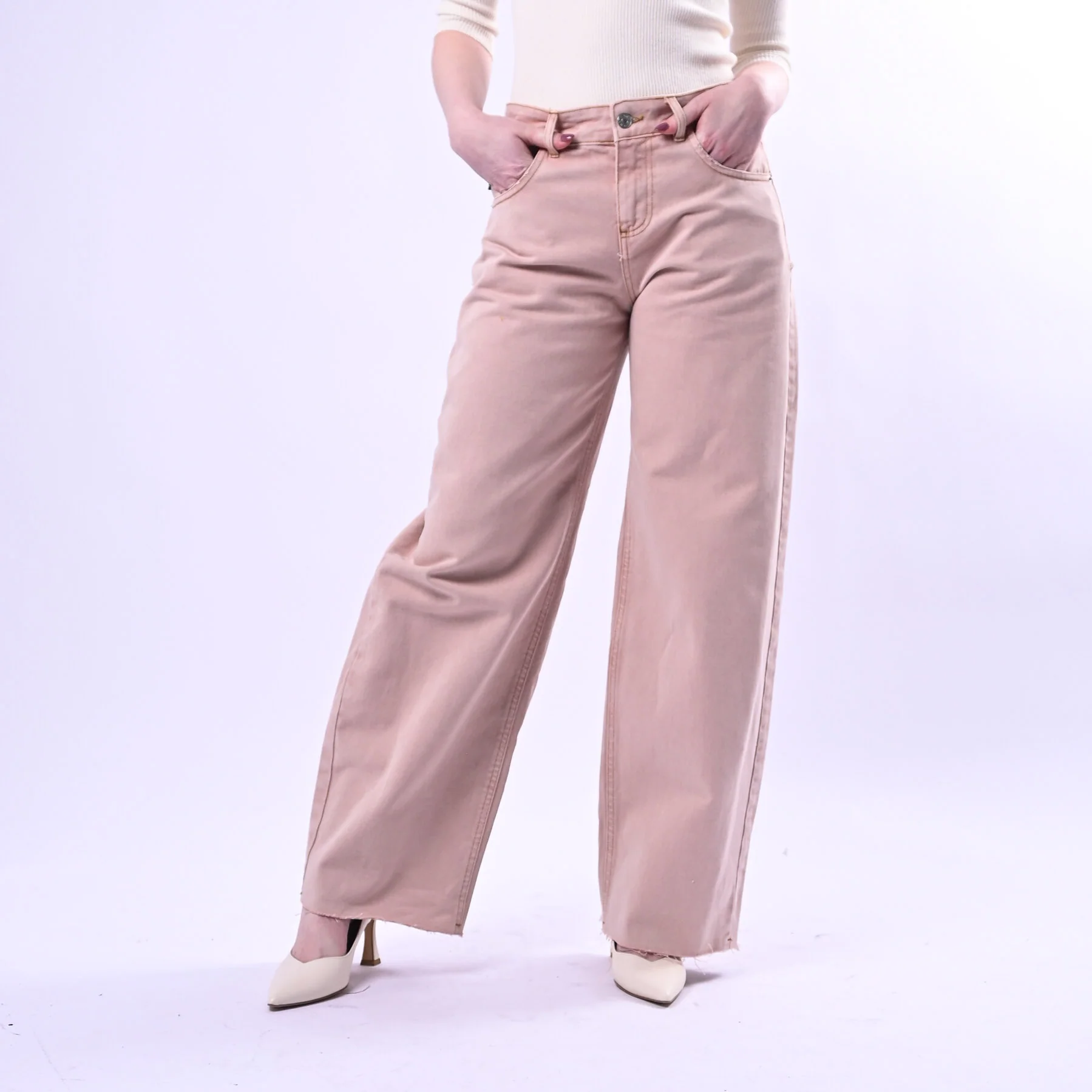 HAVEONE - PANTALONE BULL DENIM TAGLIO VIVO ART.PGZ-Q116 - LAVATO ROSA
