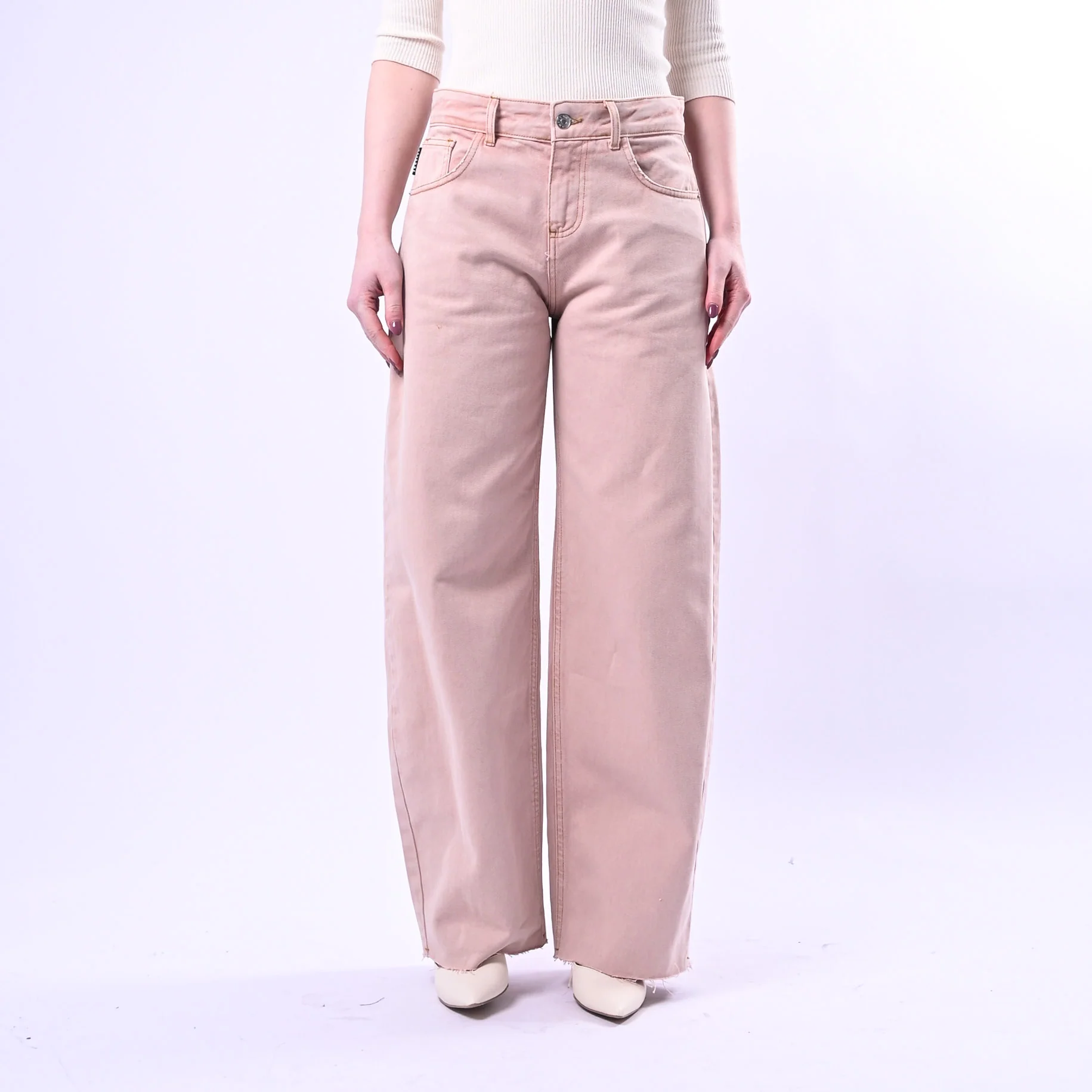 HAVEONE - PANTALONE BULL DENIM TAGLIO VIVO ART.PGZ-Q116 - LAVATO ROSA - Image 2