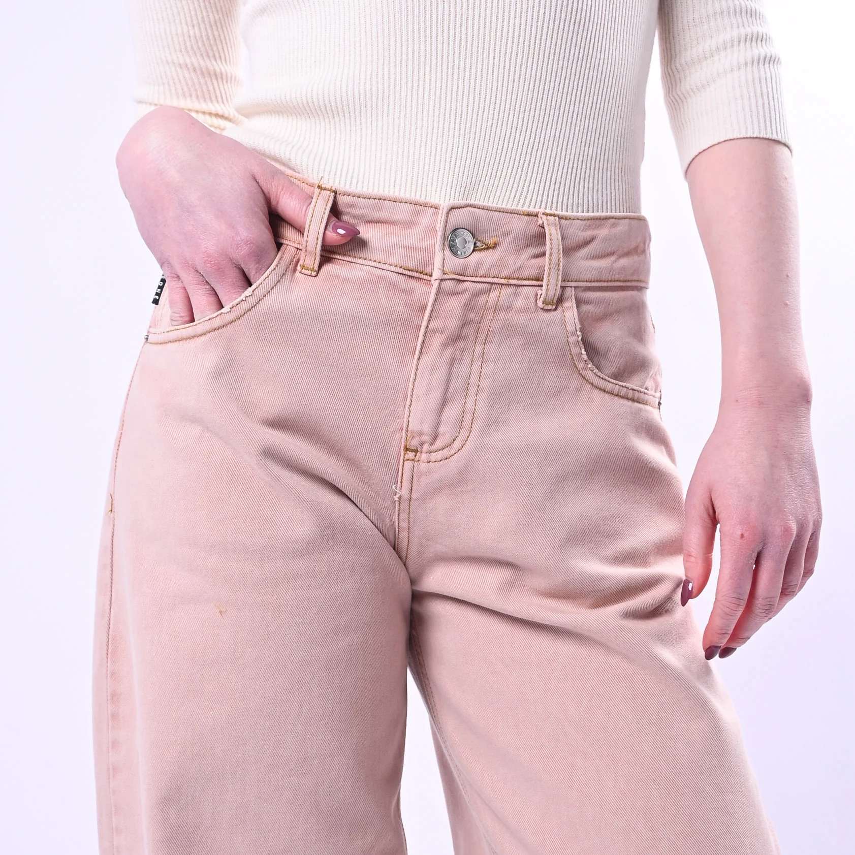 HAVEONE - PANTALONE BULL DENIM TAGLIO VIVO ART.PGZ-Q116 - LAVATO ROSA - Image 5