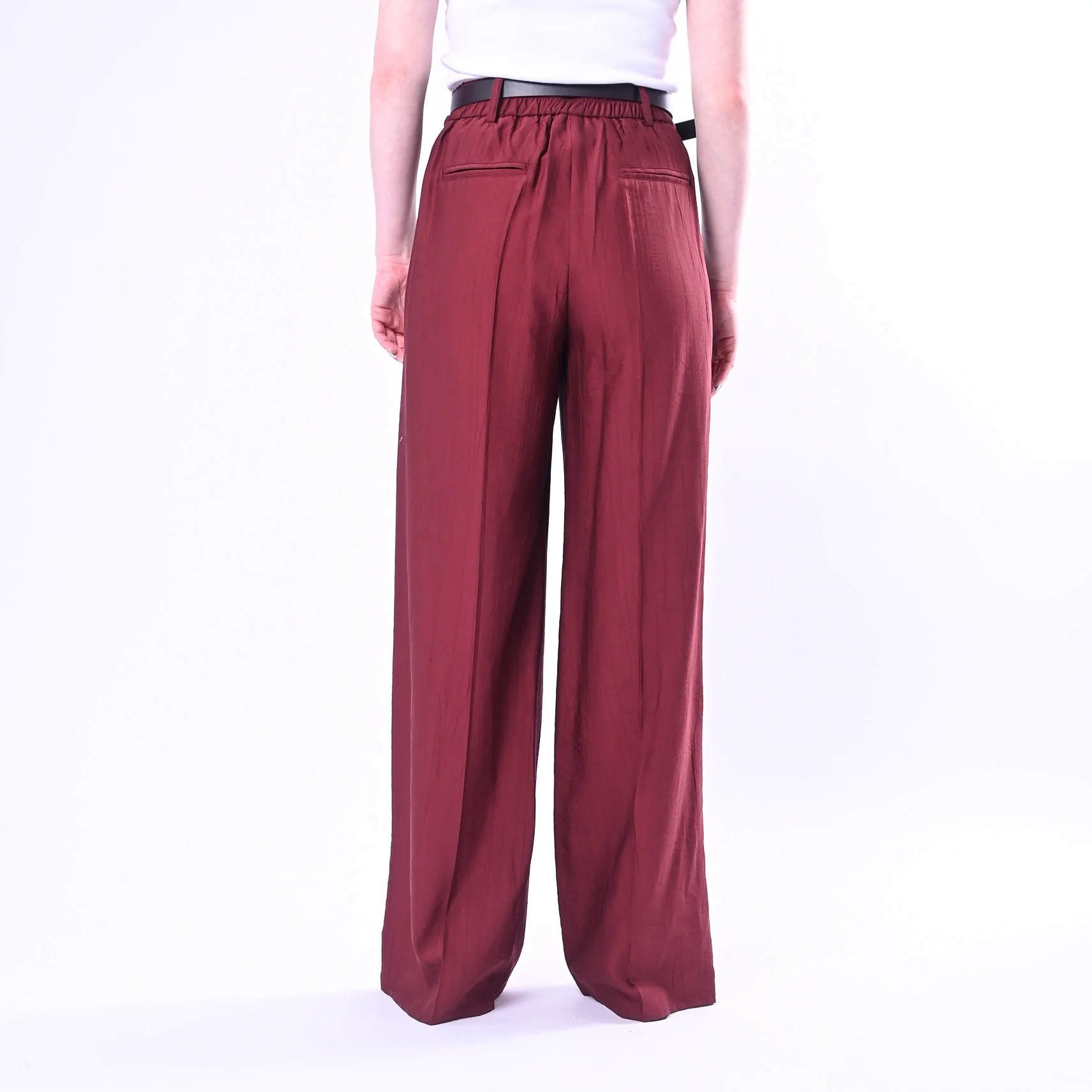 HAVEONE - PANTALONE GOFFRATO PALAZZO FLUIDO ART.PVI-Q289/B - BORDEAUX - Image 4