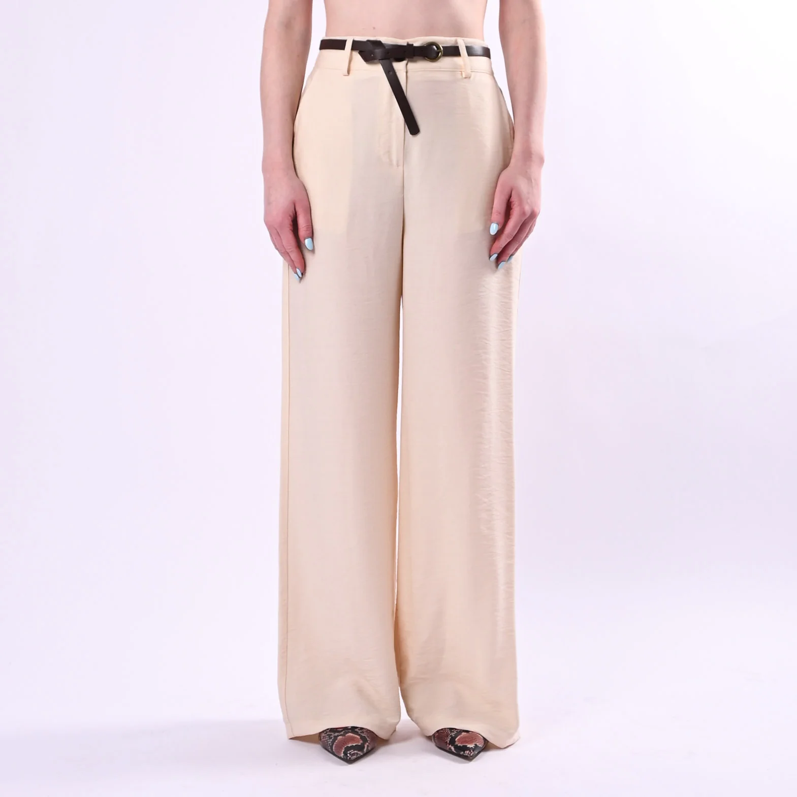 HAVEONE - PANTALONE PALAZZO FLUIDO IN VISCOSA ART.PIA-Q532/B - BEIGE - Image 2