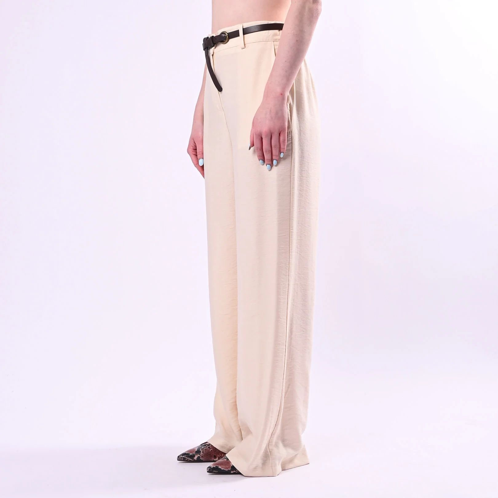 HAVEONE - PANTALONE PALAZZO FLUIDO IN VISCOSA ART.PIA-Q532/B - BEIGE - Image 3