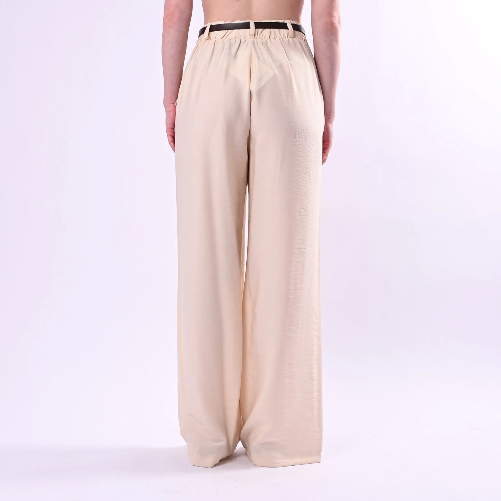 HAVEONE - PANTALONE PALAZZO FLUIDO IN VISCOSA ART.PIA-Q532/B - BEIGE - Image 4