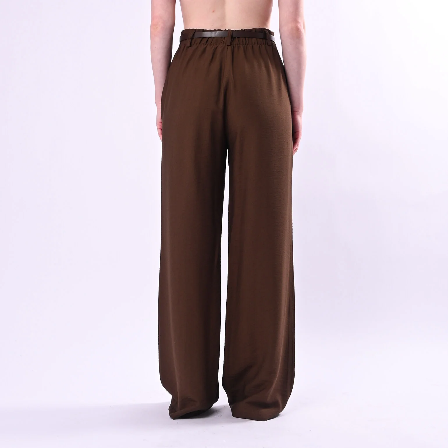 HAVEONE - PANTALONE PALAZZO FLUIDO IN VISCOSA ART.PIA-Q532/M - MORO - Image 3