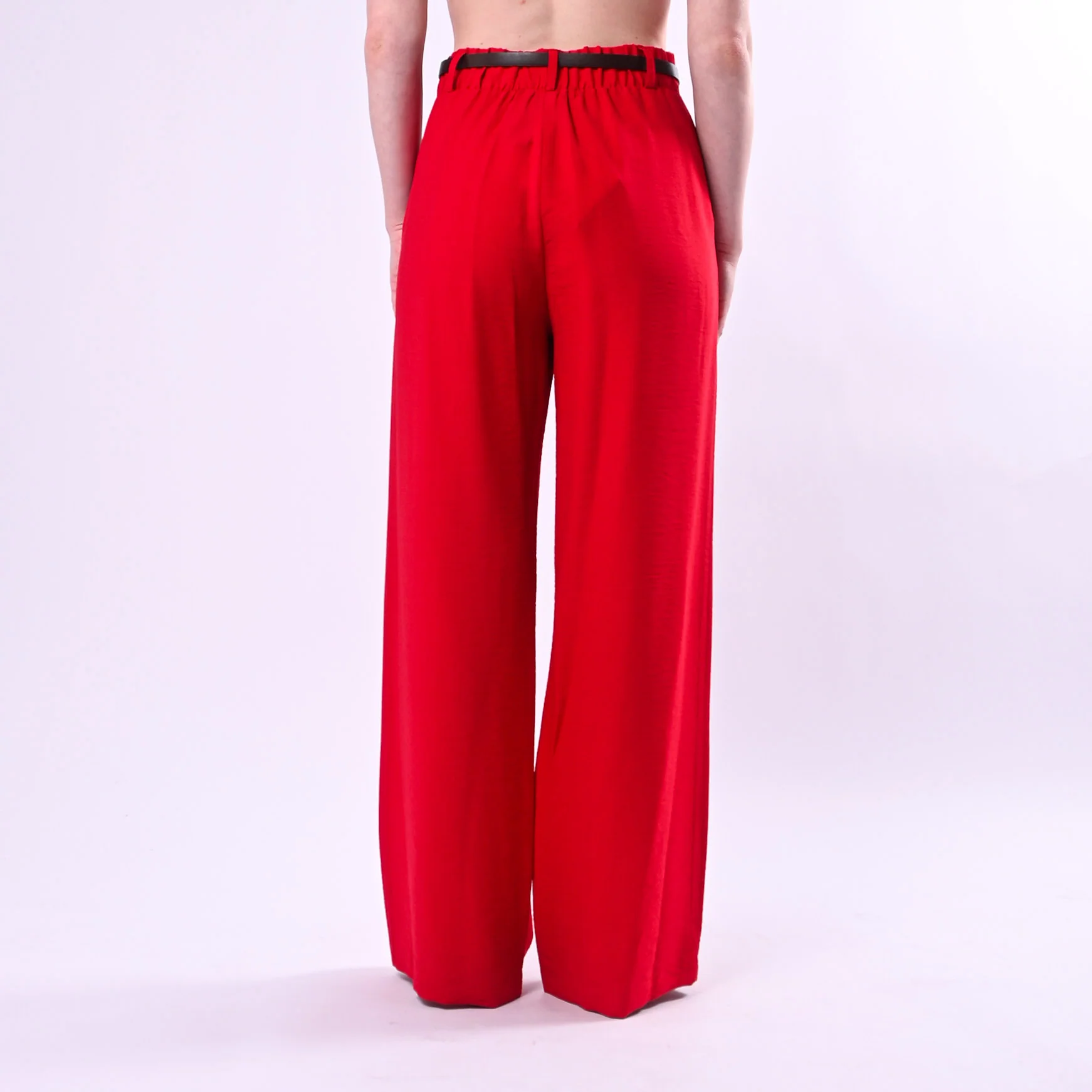 HAVEONE - PANTALONE PALAZZO FLUIDO IN VISCOSA ART.PIA-Q532/R - ROSSO - Image 4