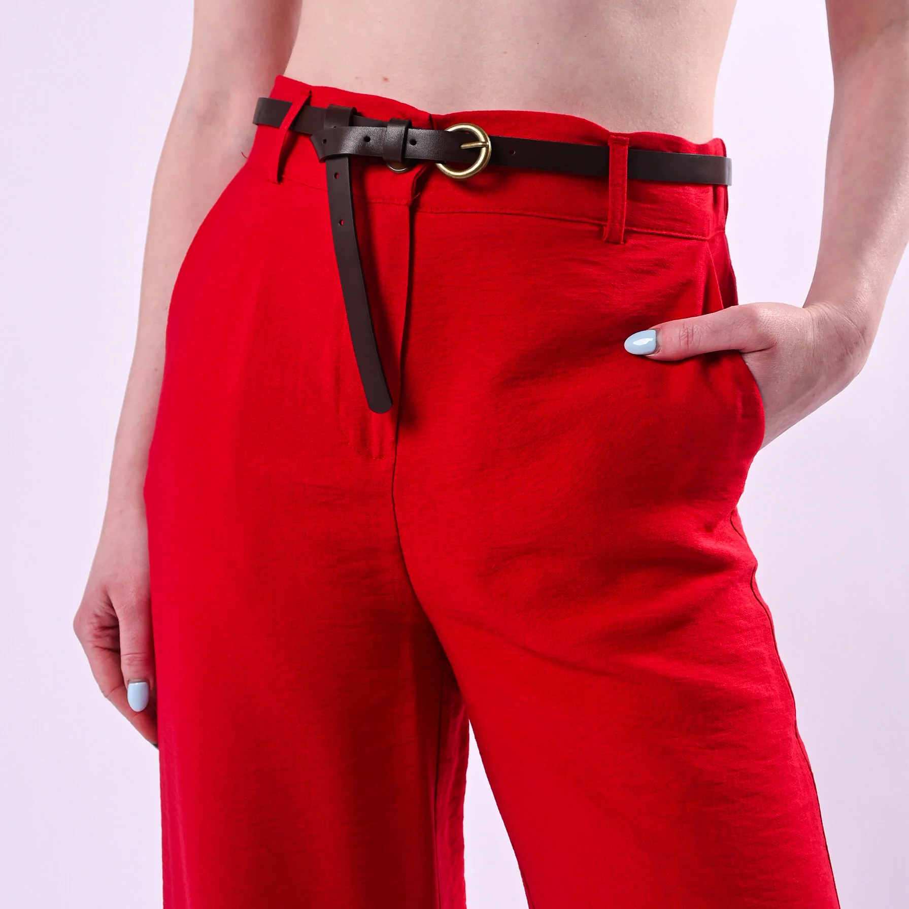 HAVEONE - PANTALONE PALAZZO FLUIDO IN VISCOSA ART.PIA-Q532/R - ROSSO - Image 5