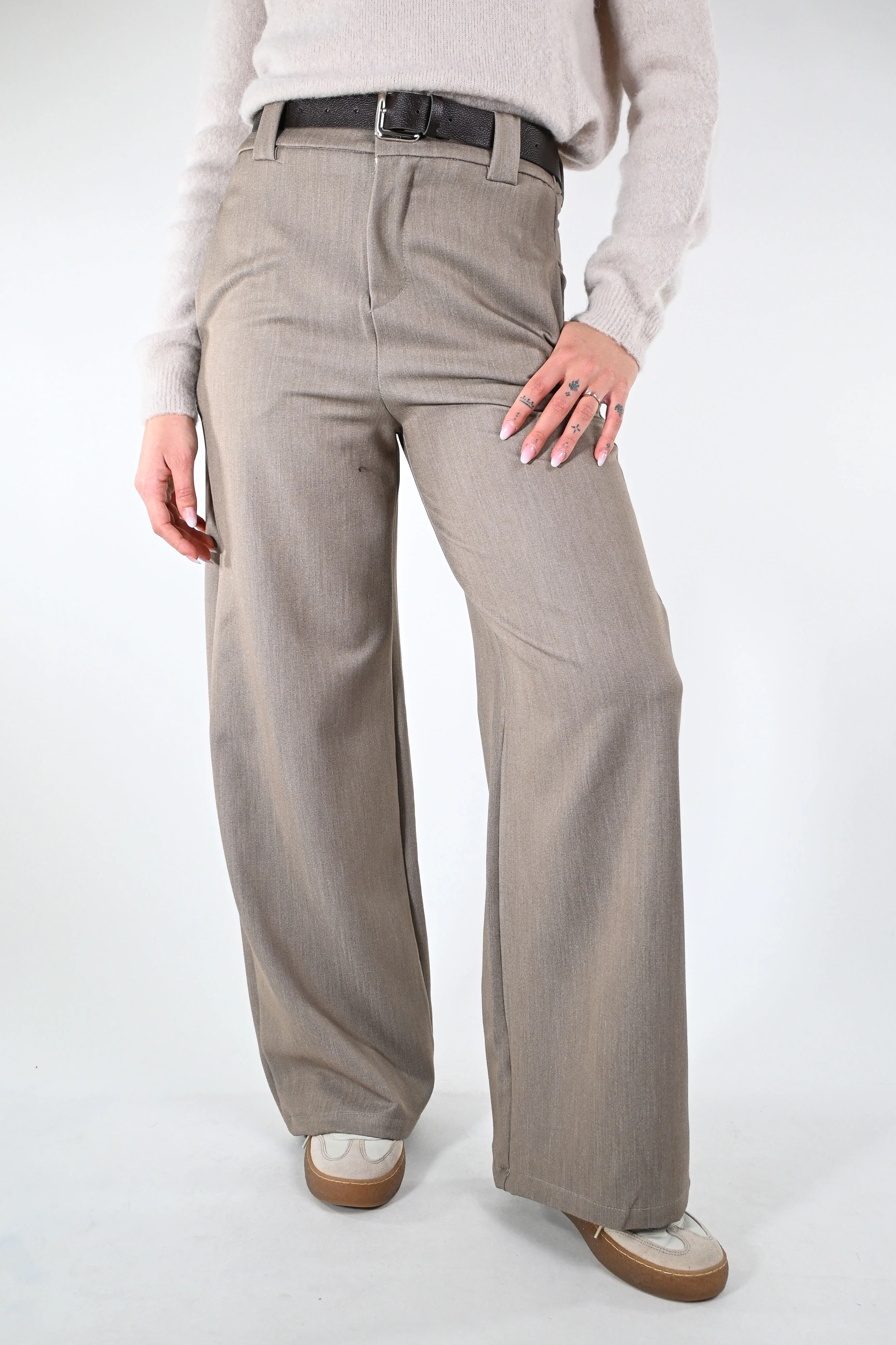 HAVEONE - PANTALONE PALAZZO POLIVISCOSA ART.PFW-P292 - BEIGE MELANGE