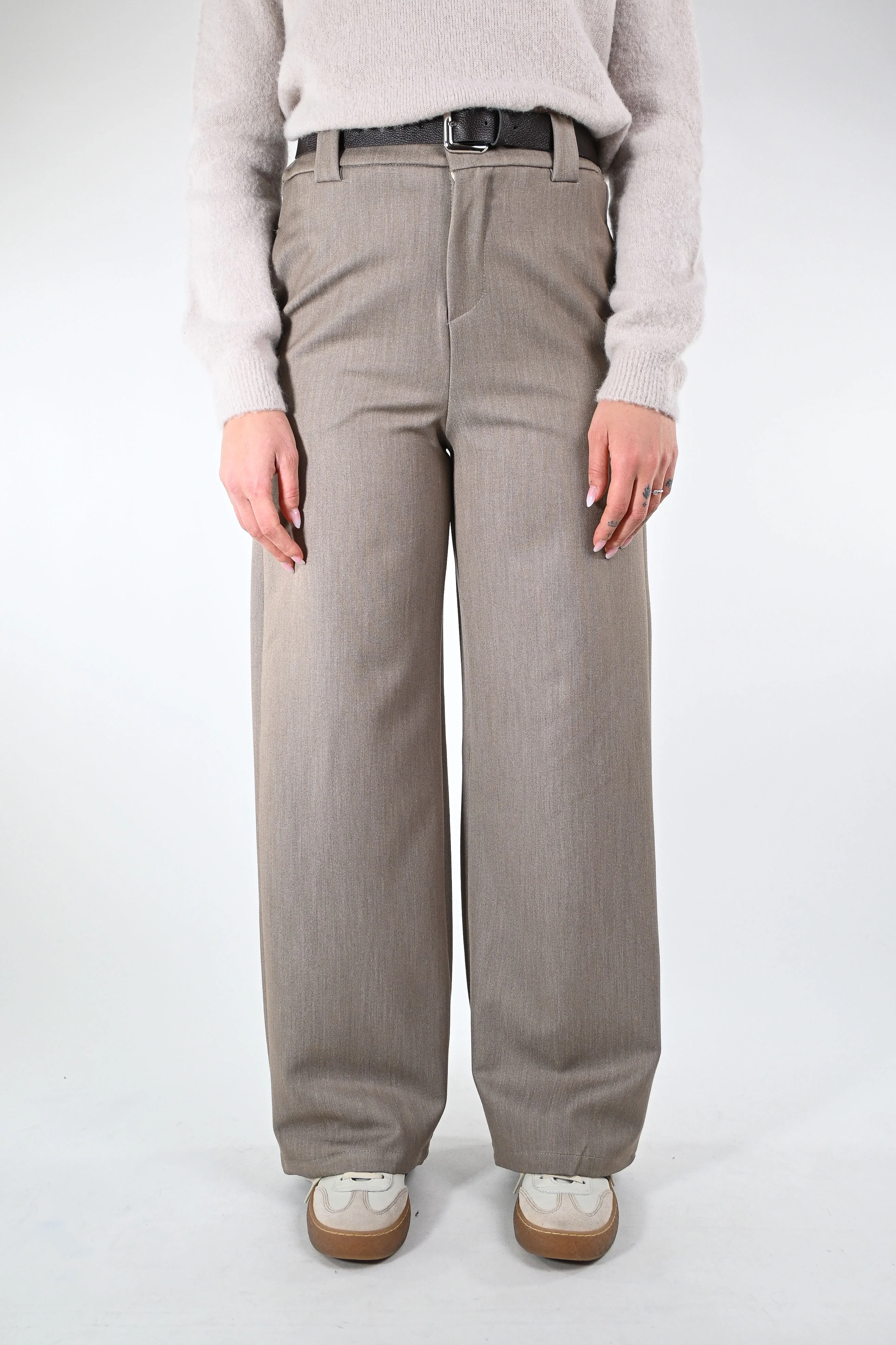HAVEONE - PANTALONE PALAZZO POLIVISCOSA ART.PFW-P292 - BEIGE MELANGE - Image 2