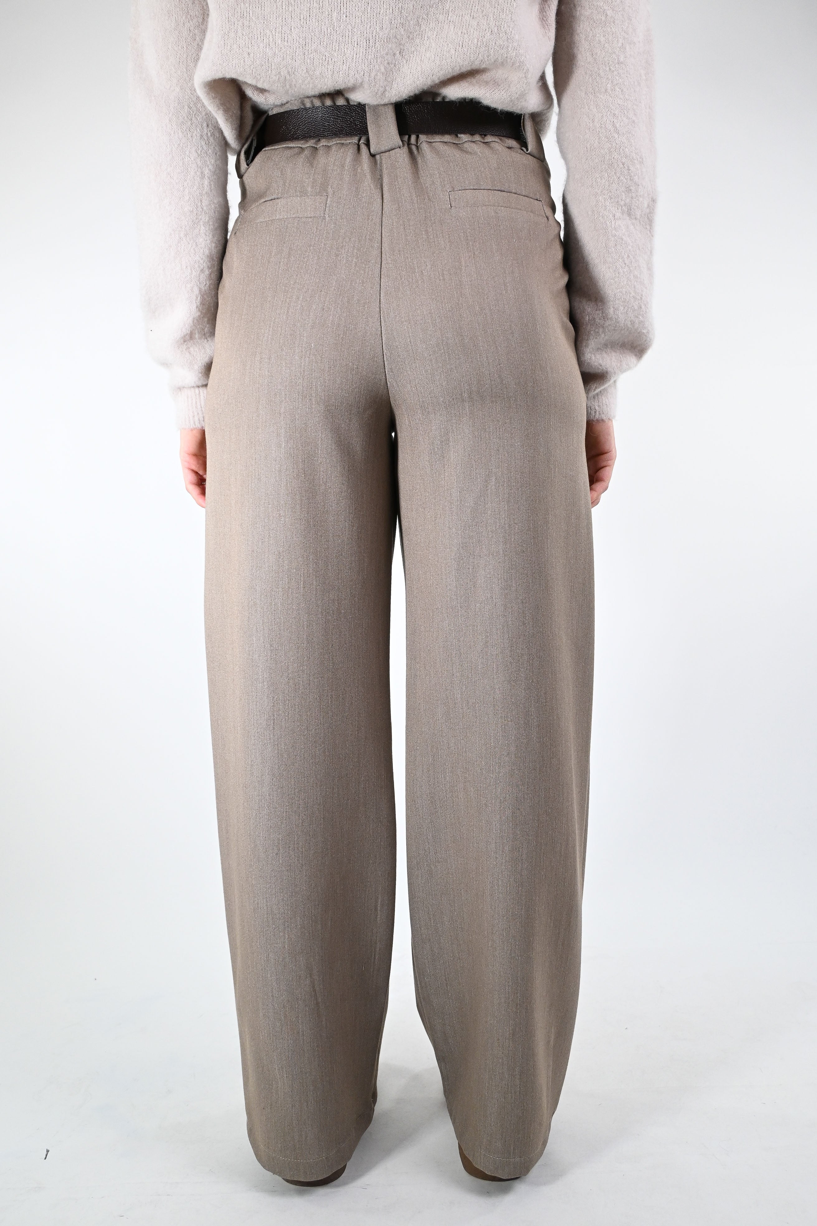 HAVEONE - PANTALONE PALAZZO POLIVISCOSA ART.PFW-P292 - BEIGE MELANGE - Image 4