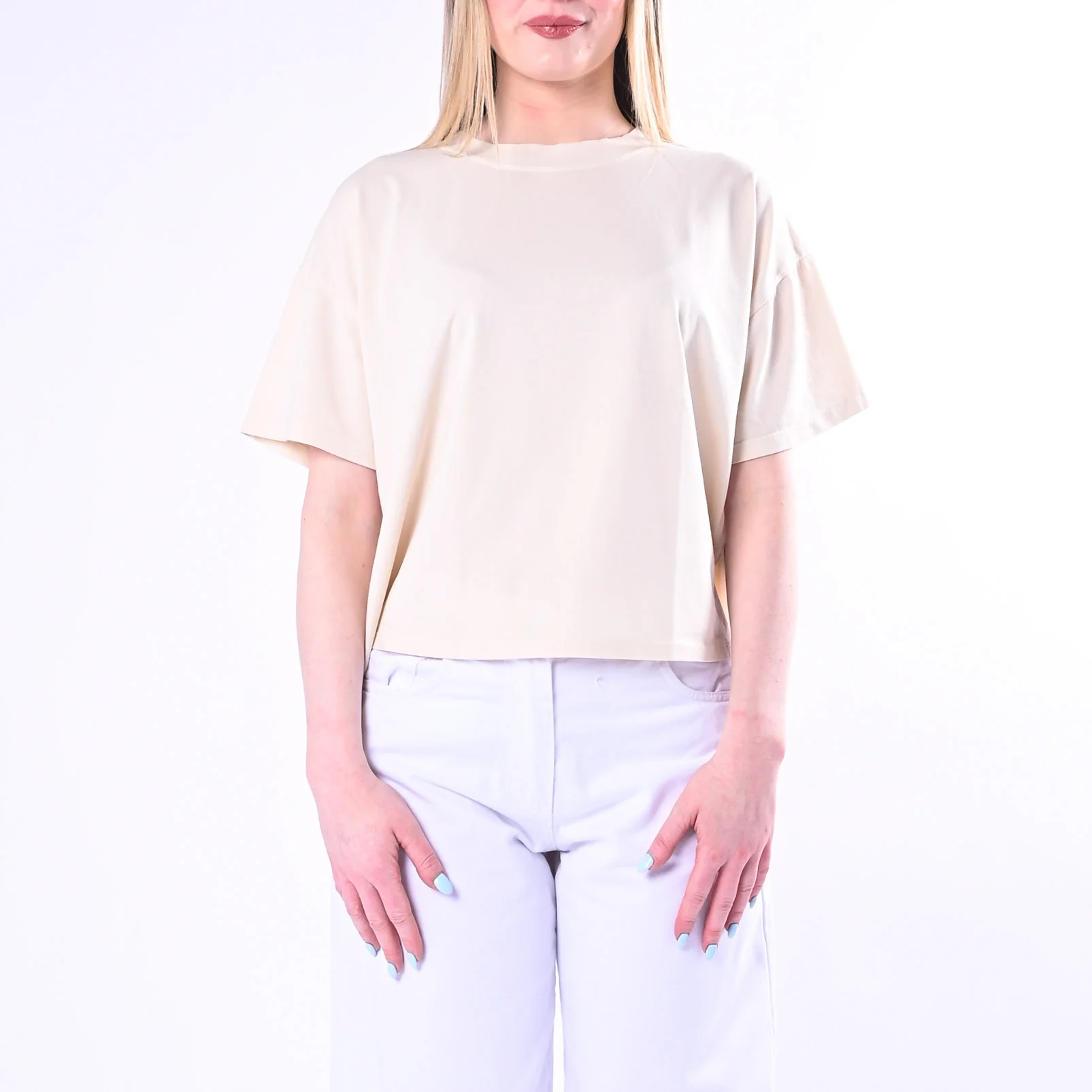 HAVEONE - T-SHIRT GIROCLLO A SCATOLA ART.MJS-Q017/B - BURRO - Image 2