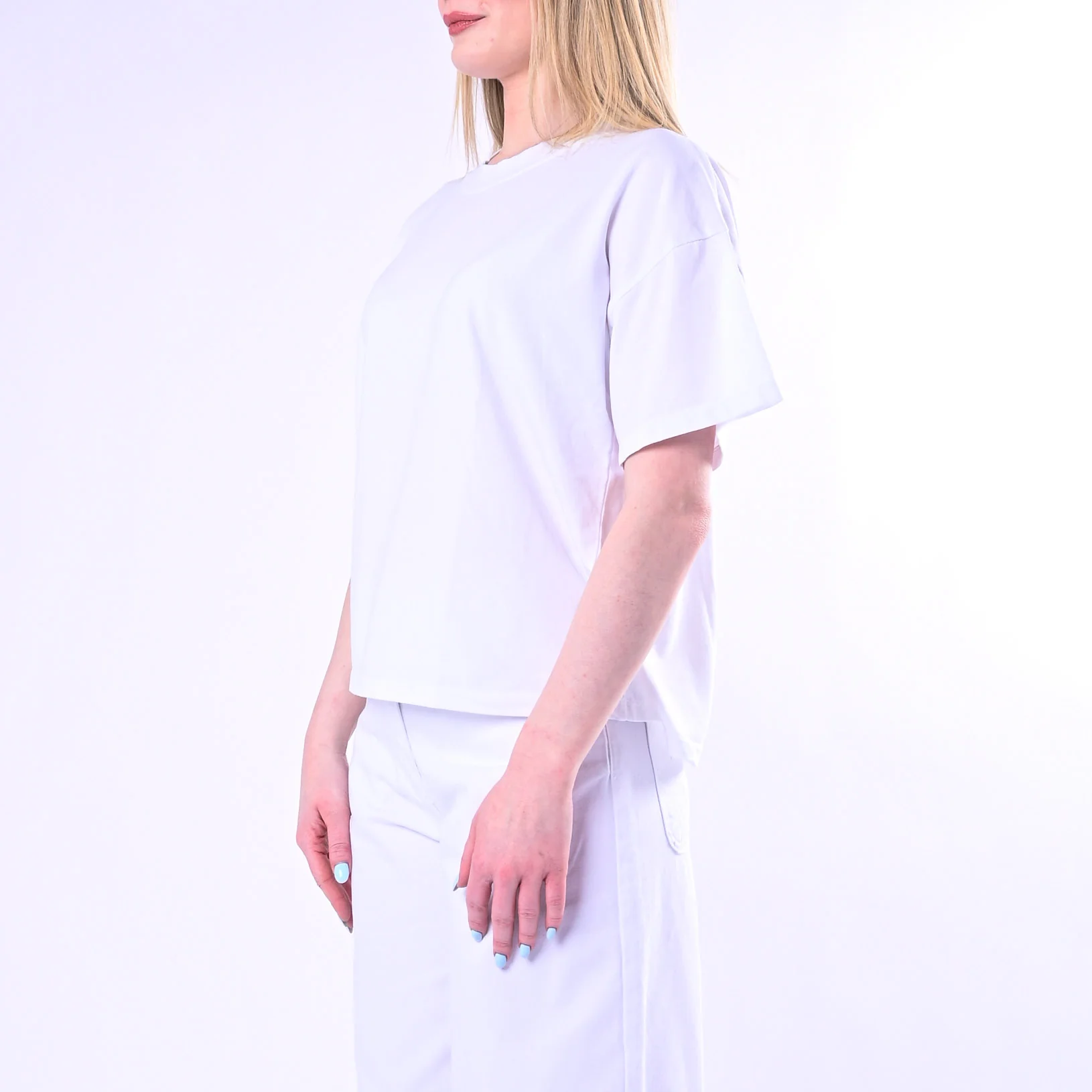 HAVEONE - T-SHIRT GIROCLLO A SCATOLA ART.MJS-Q017/BI - BIANCO - Image 3