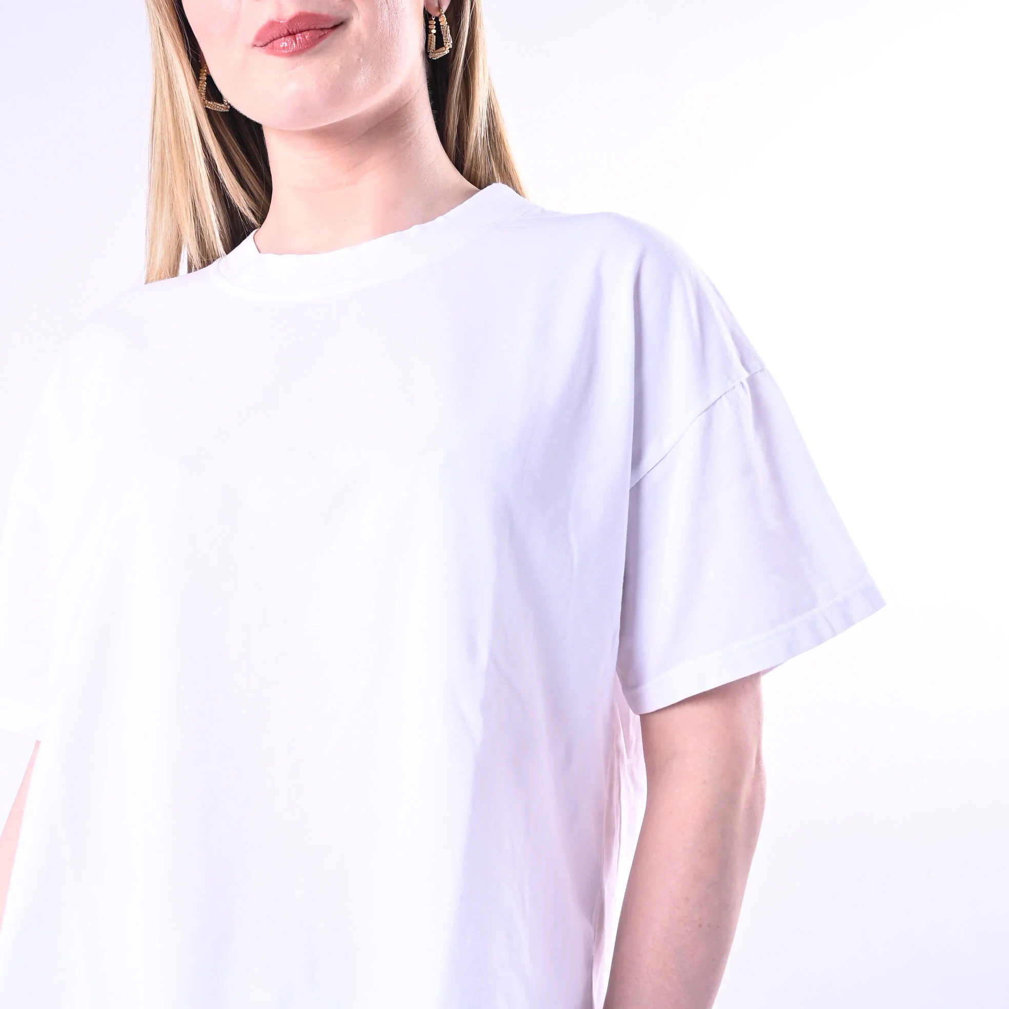 HAVEONE - T-SHIRT GIROCLLO A SCATOLA ART.MJS-Q017/BI - BIANCO - Image 5