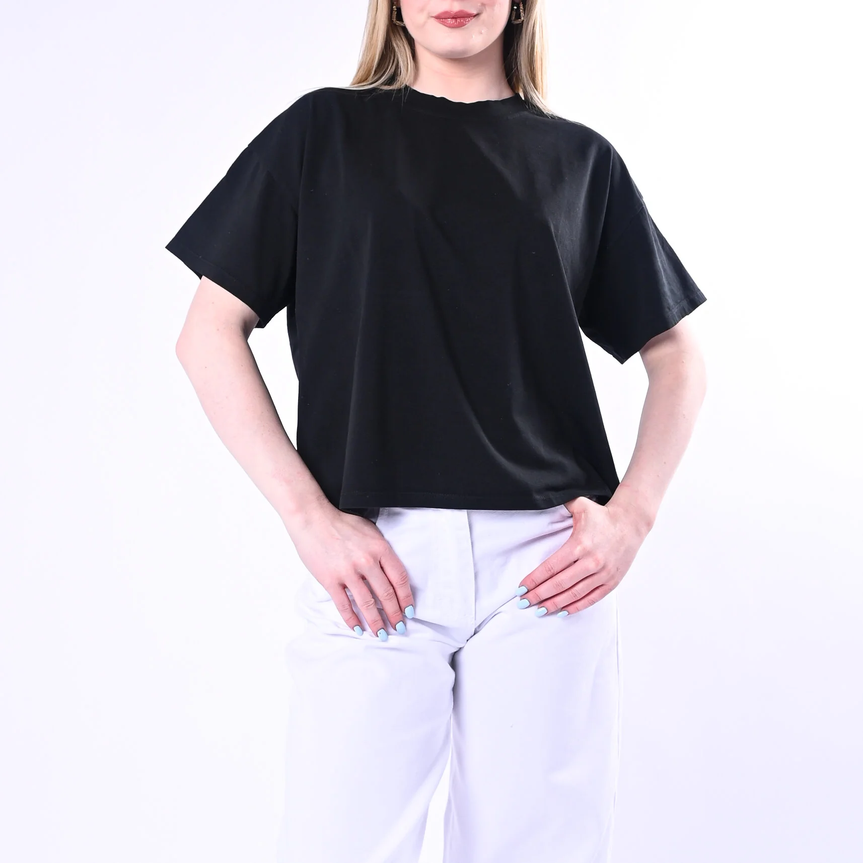 HAVEONE - T-SHIRT GIROCLLO A SCATOLA ART.MJS-Q017/N - NERO