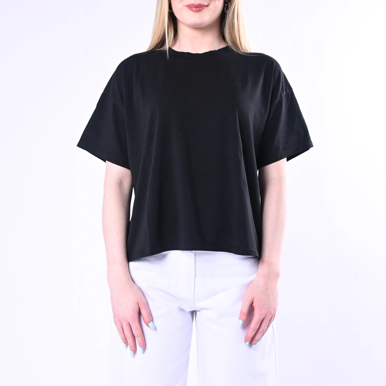 HAVEONE - T-SHIRT GIROCLLO A SCATOLA ART.MJS-Q017/N - NERO - Image 2