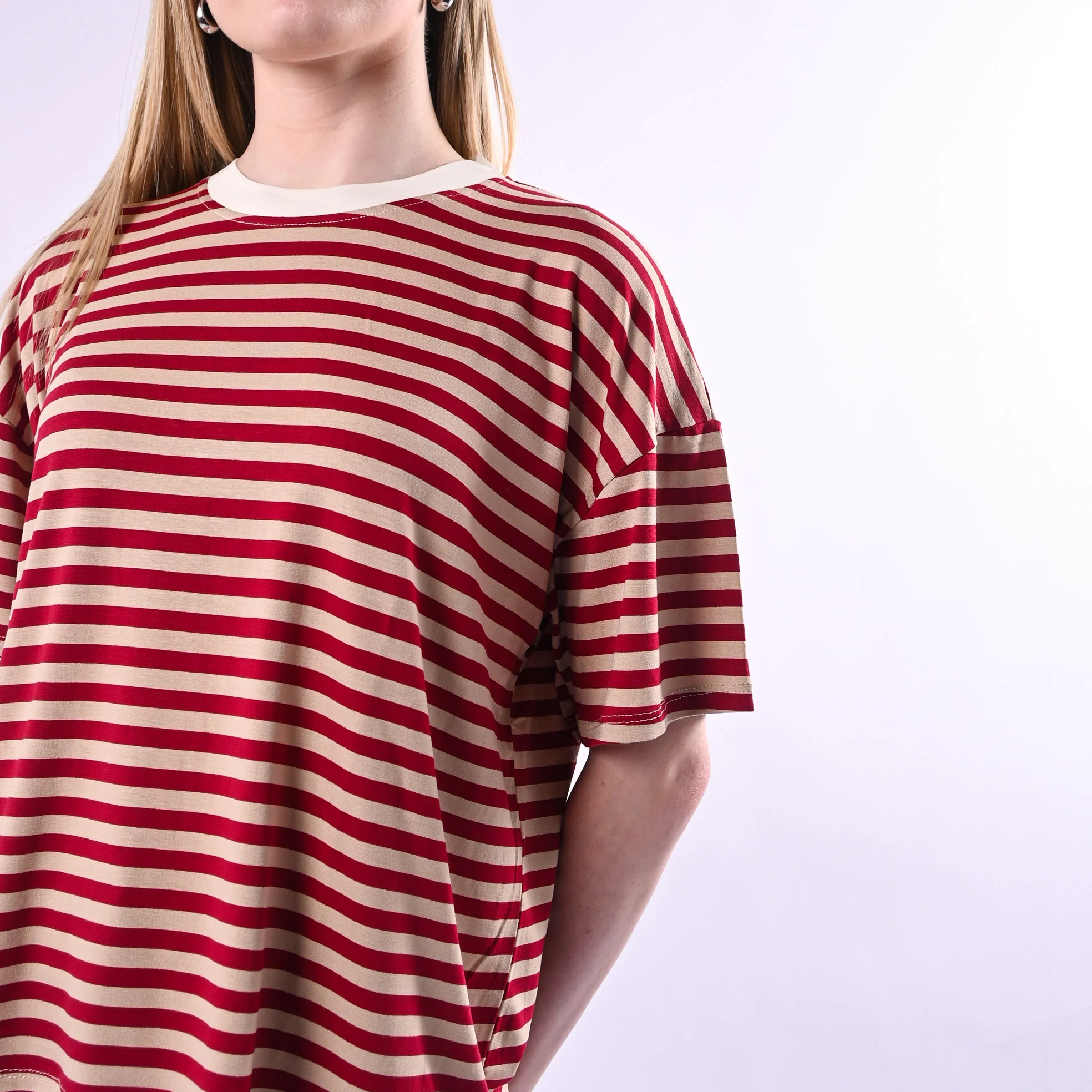 HAVEONE - T-SHIRT RIGHE COLLO CONTRASTO ART.MJS-Q164/BBI - BURRO/BEIGE/INDIA - Image 5