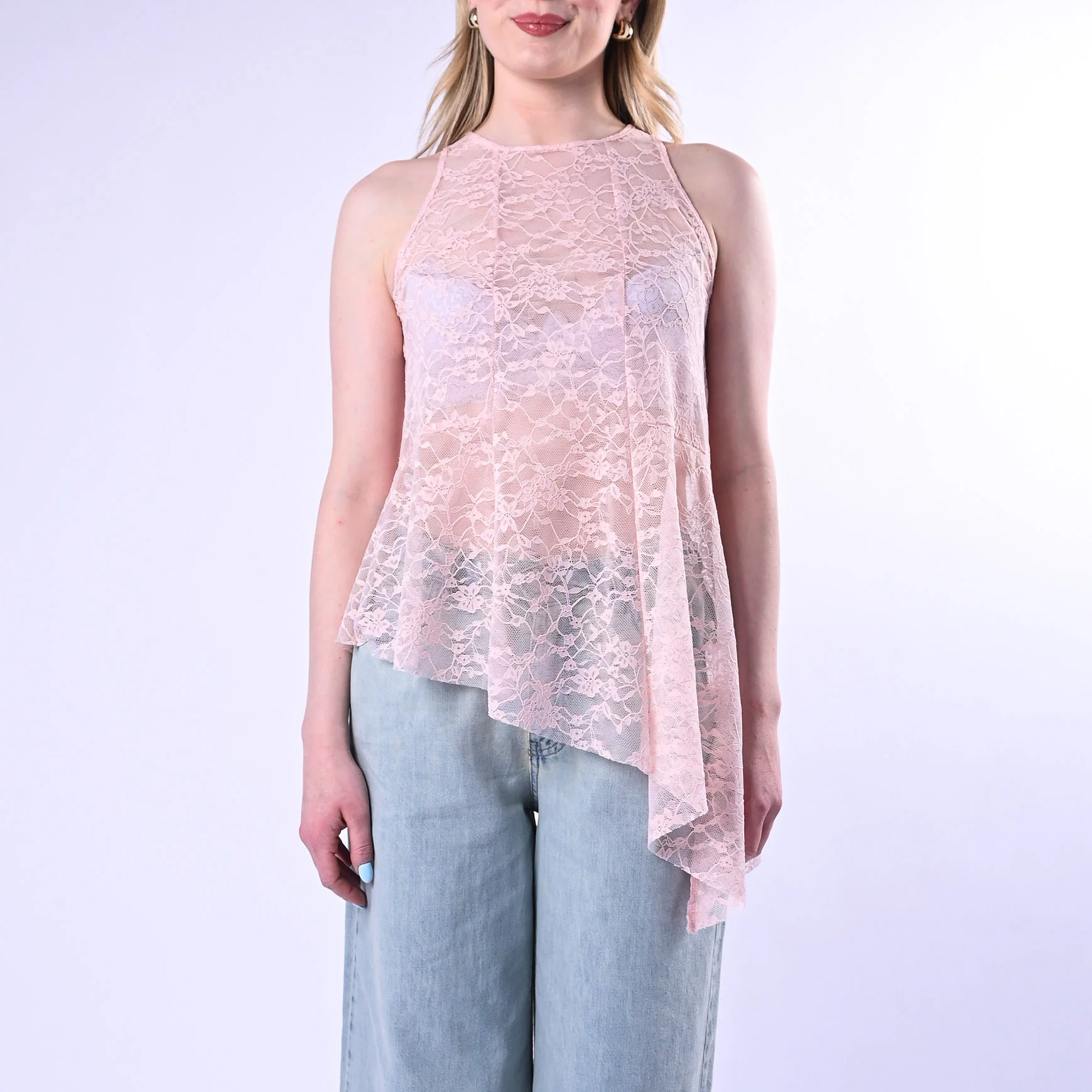 HAVEONE - TOP ASSIMMETRICO IN PIZZO ART.RPA-Q139/R - ROSA - Image 2