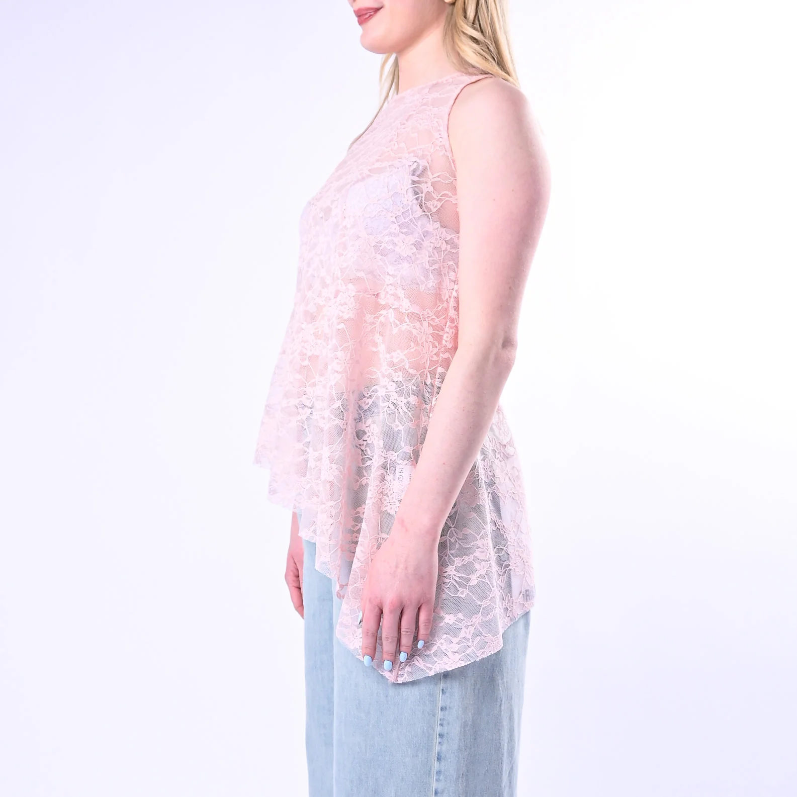 HAVEONE - TOP ASSIMMETRICO IN PIZZO ART.RPA-Q139/R - ROSA - Image 3
