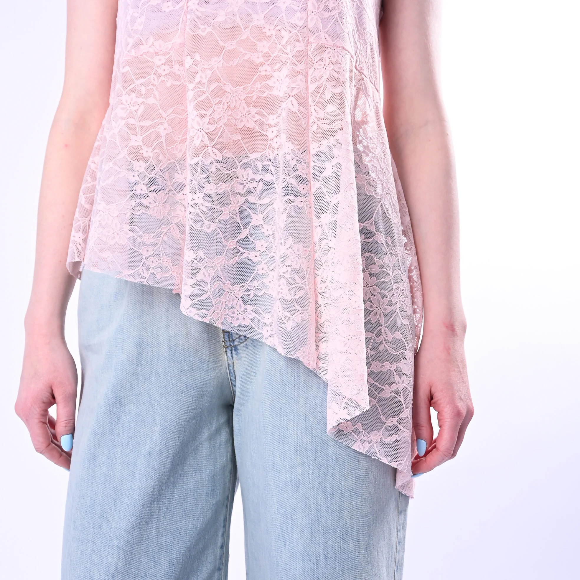 HAVEONE - TOP ASSIMMETRICO IN PIZZO ART.RPA-Q139/R - ROSA - Image 5