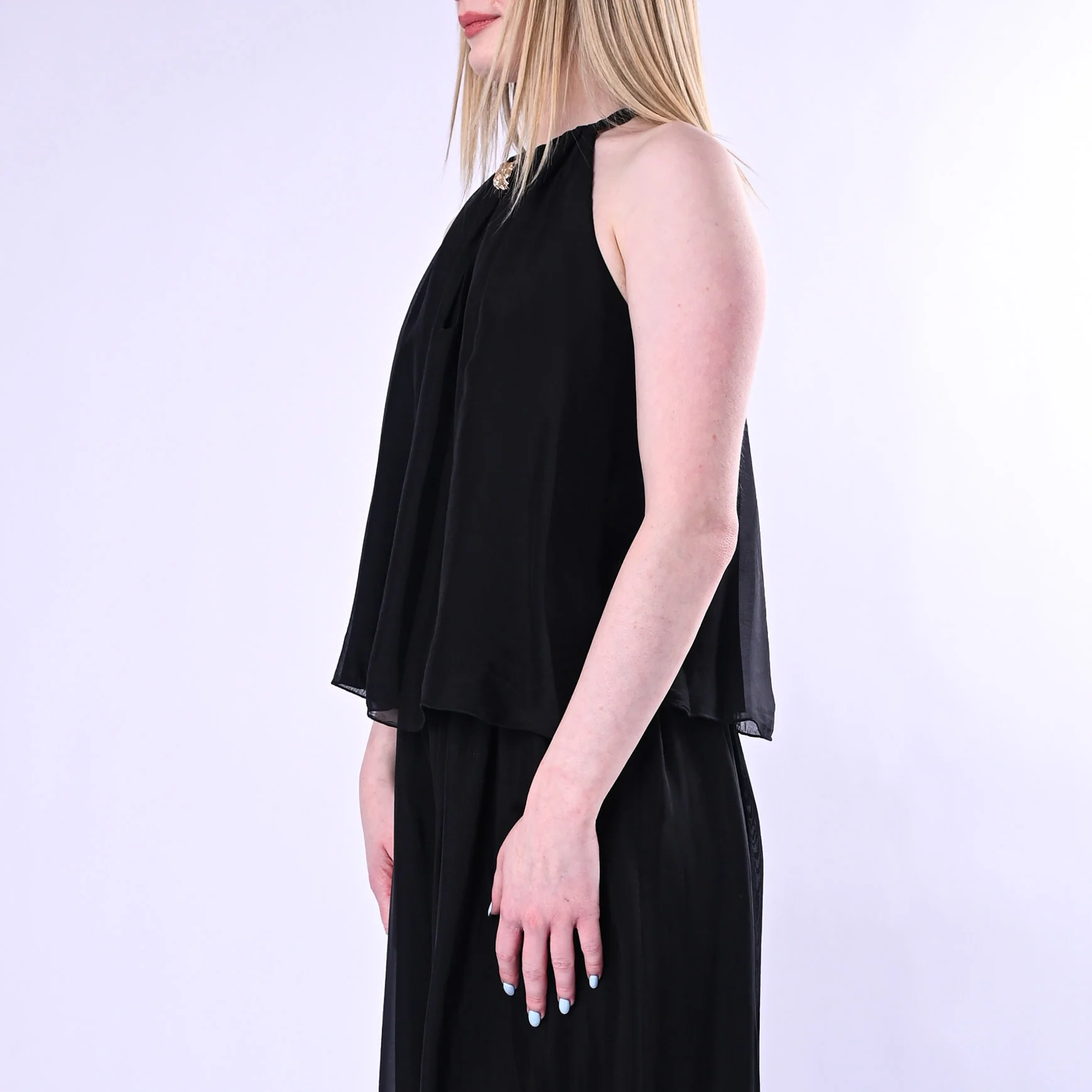 HAVEONE - TOP SCOLLO AMERICANA CON ACCCESSORIO ART.RFF-Q009/N - NERO - Image 3