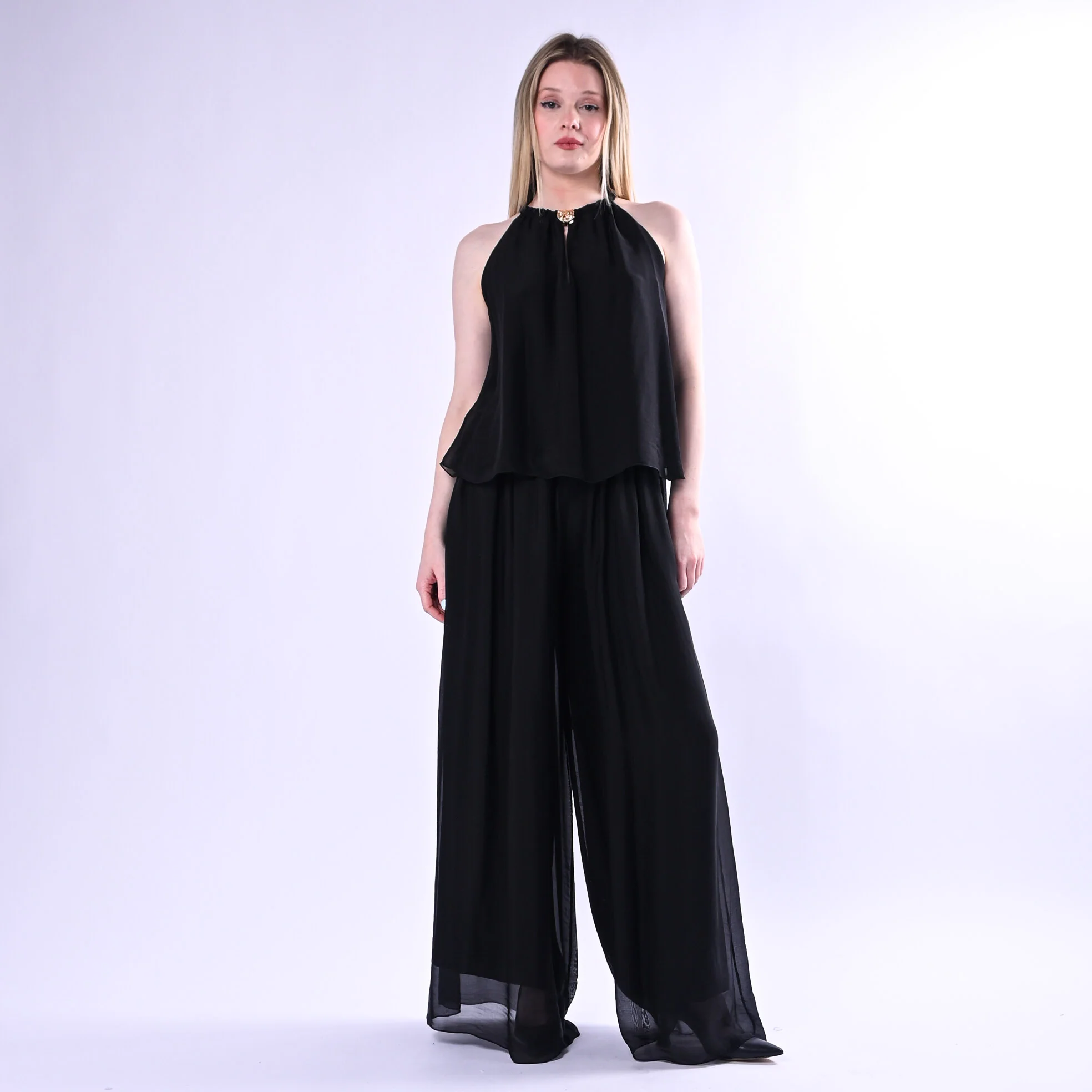HAVEONE - TOP SCOLLO AMERICANA CON ACCCESSORIO ART.RFF-Q009/N - NERO - Image 6