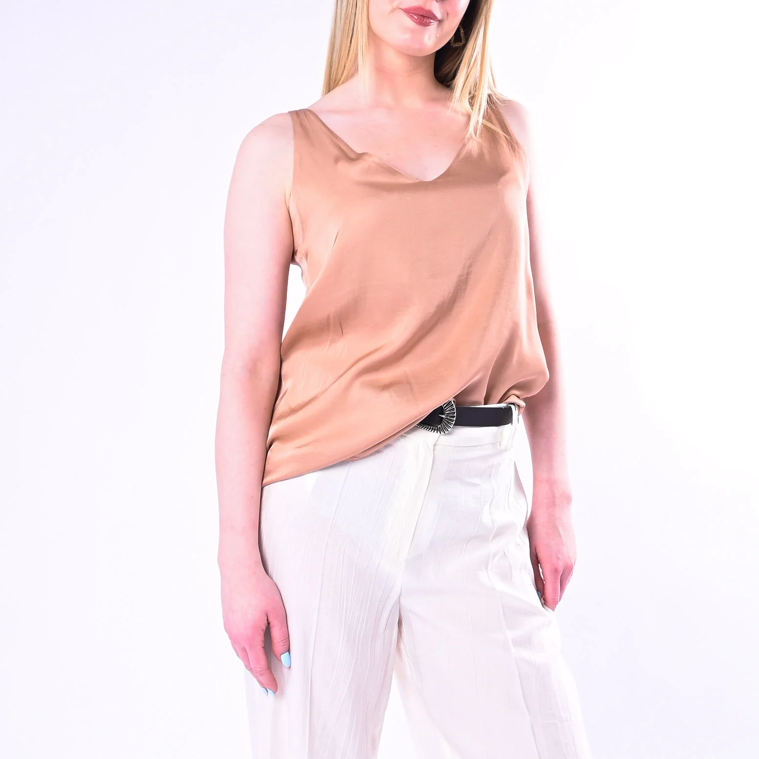 HAVEONE - TOP SCOLLO V IN VISCOSA ART.RWG-Q014/B - BLUSH - Image 4