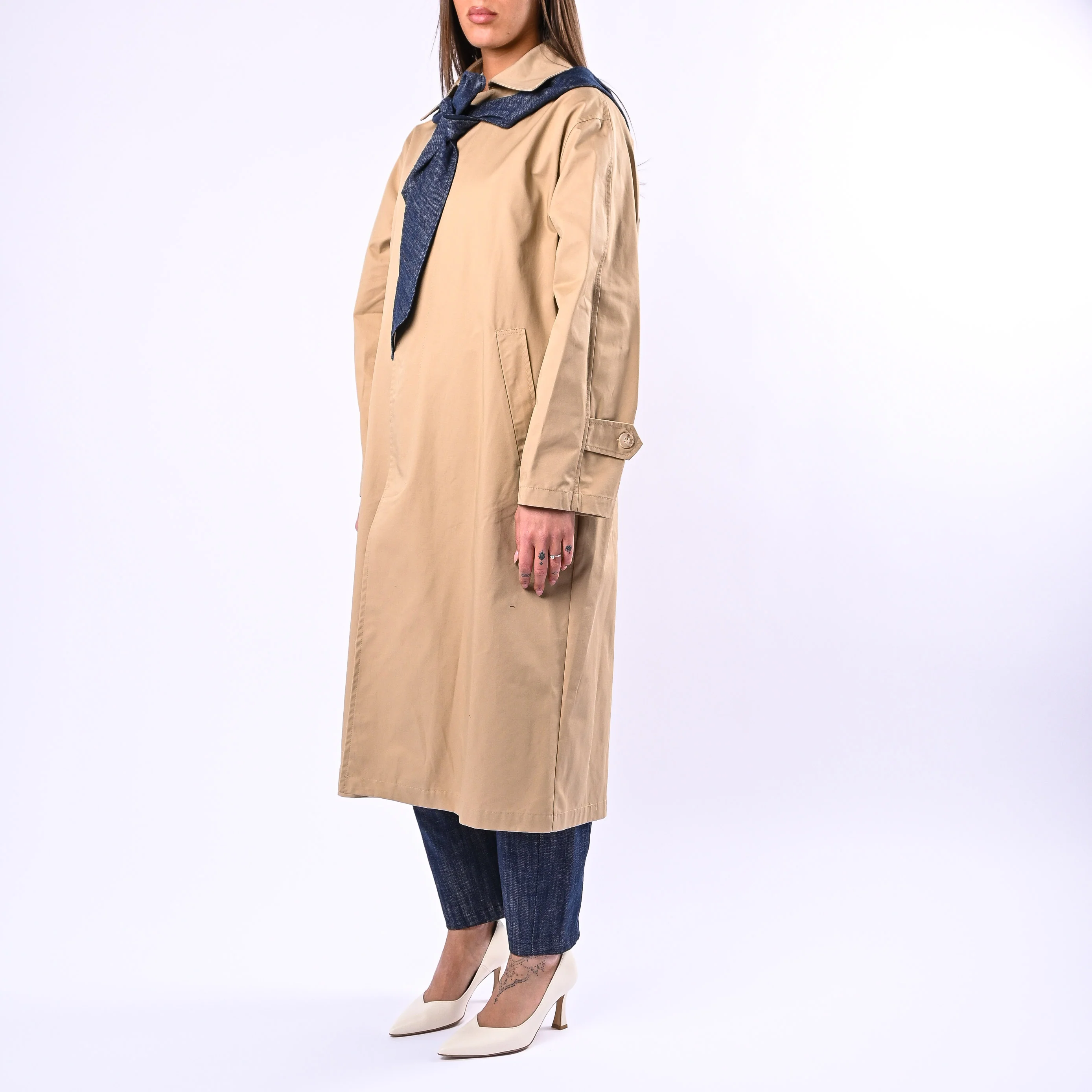 HAVEONE - TRENCH CON CAPPUCCIO DENIM STACCABILE ART.KNO-Q037 - BEIGE - Image 3