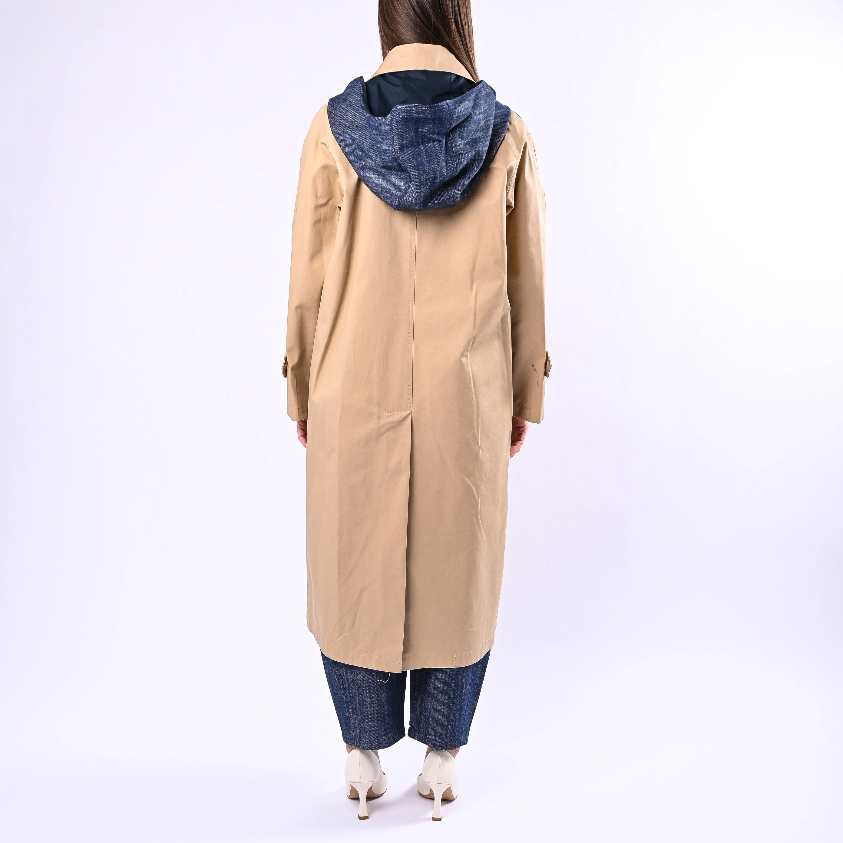 HAVEONE - TRENCH CON CAPPUCCIO DENIM STACCABILE ART.KNO-Q037 - BEIGE - Image 4
