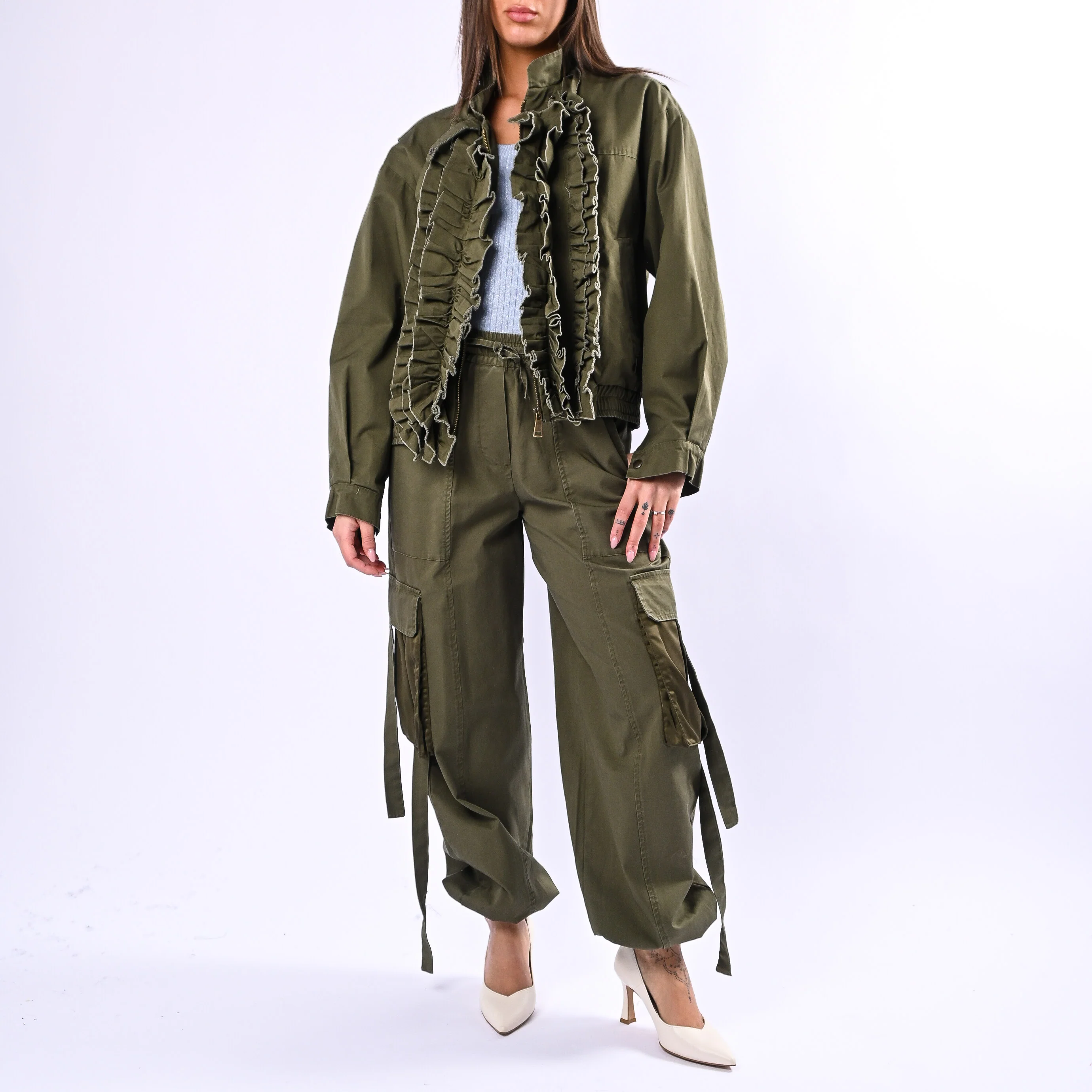 MOTEL - BOMBER IN COTONE CON ROUGES ART.38454G - VERDE MILITARE - Image 6