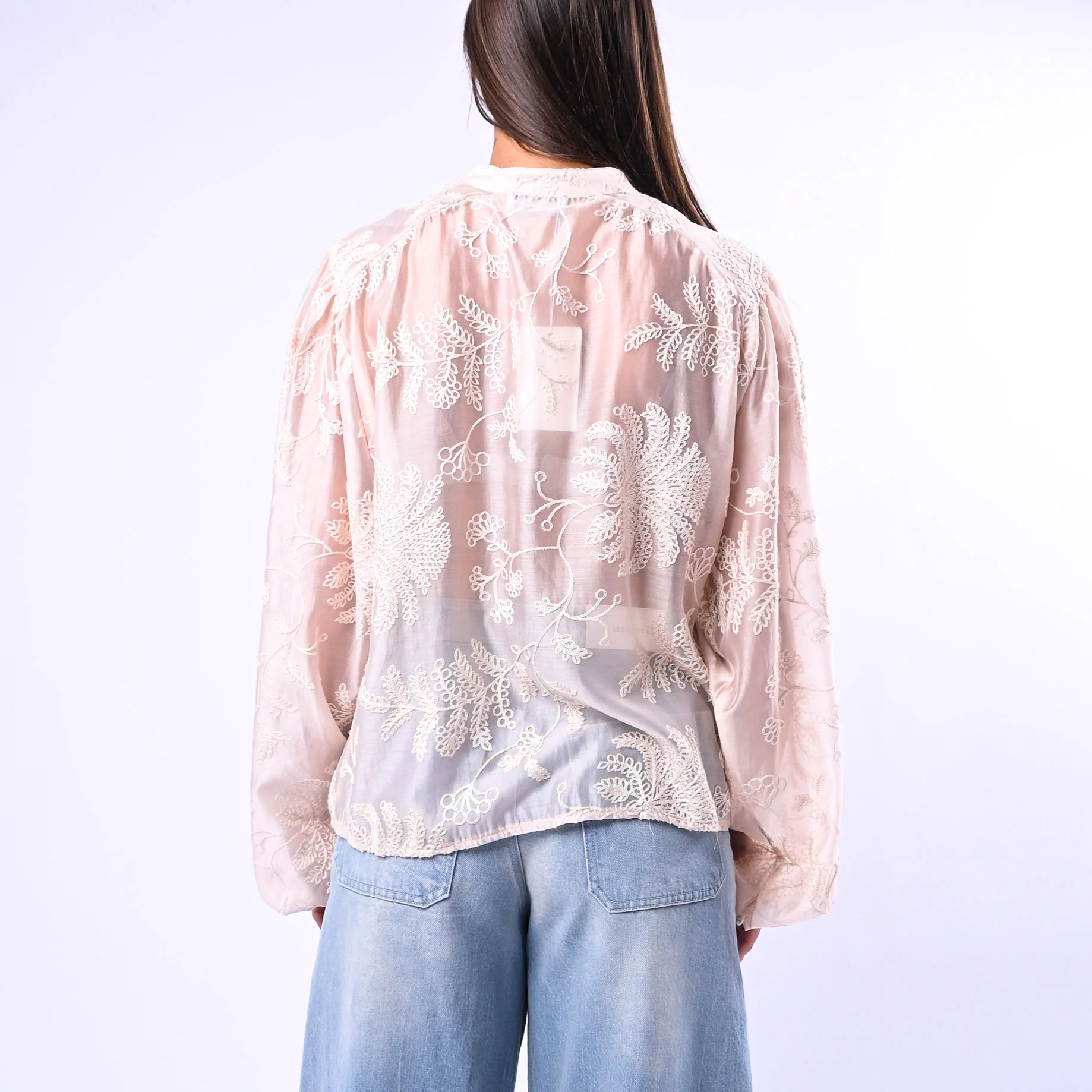 MOTEL - CAMICIA COREANA IN TENCEL RICAMATA ART.C30117MO - BEIGE - Image 4