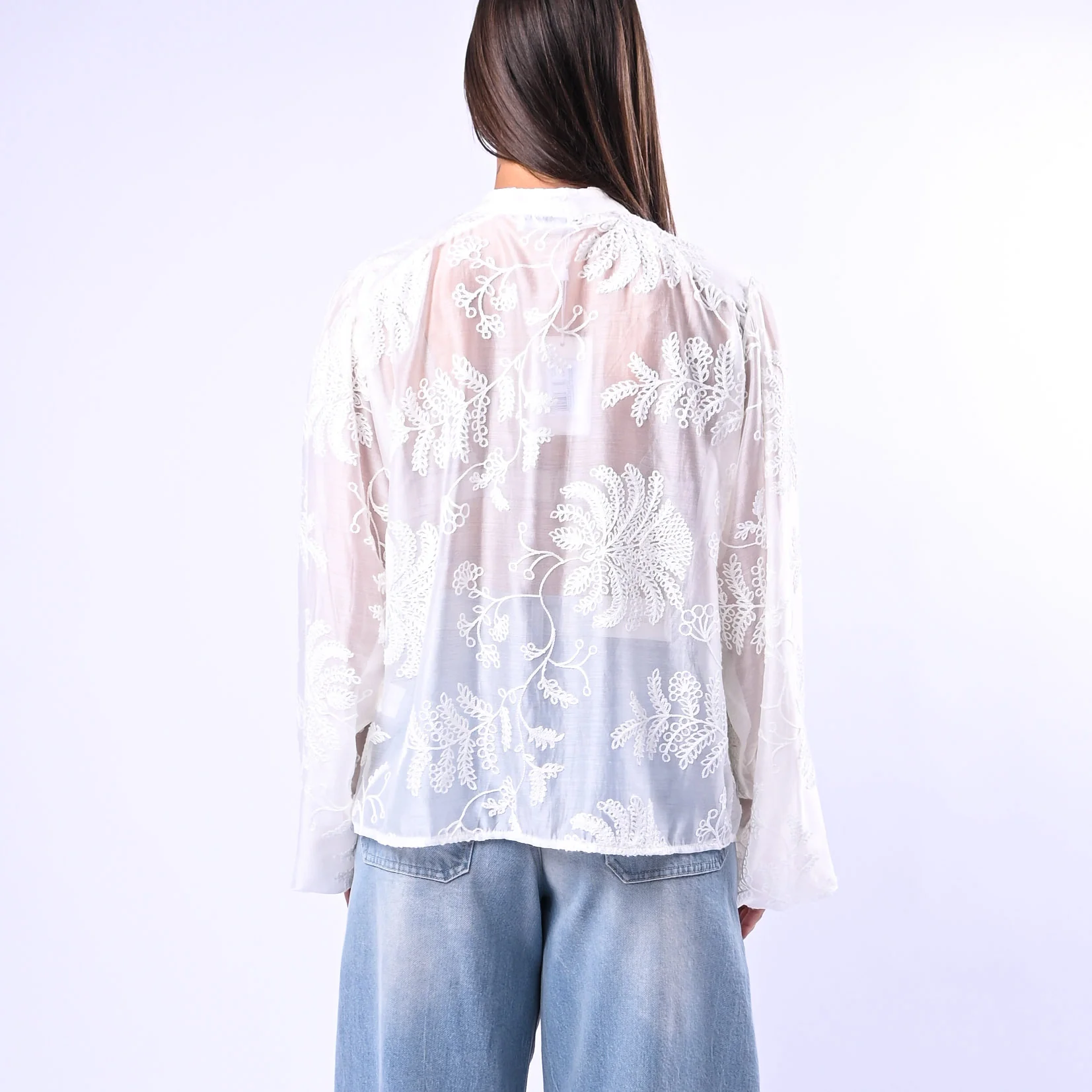 MOTEL - CAMICIA COREANA IN TENCEL RICAMATA ART.C30117MO - BIANCO - Image 4
