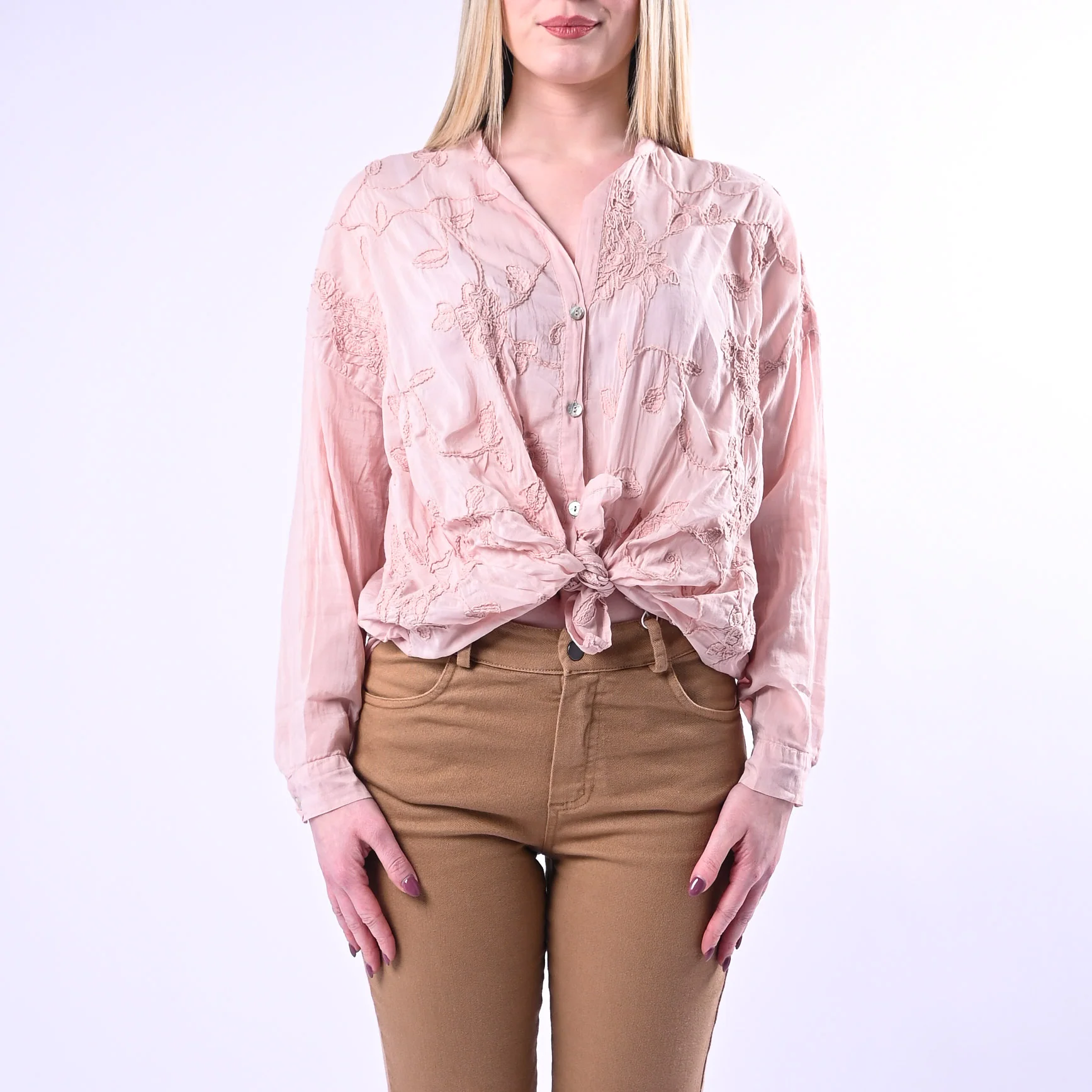 MOTEL - CAMICIA COTONE/SETA CON RICAMI FLOREALI ART.S26C346 - CIPRIA - Image 2