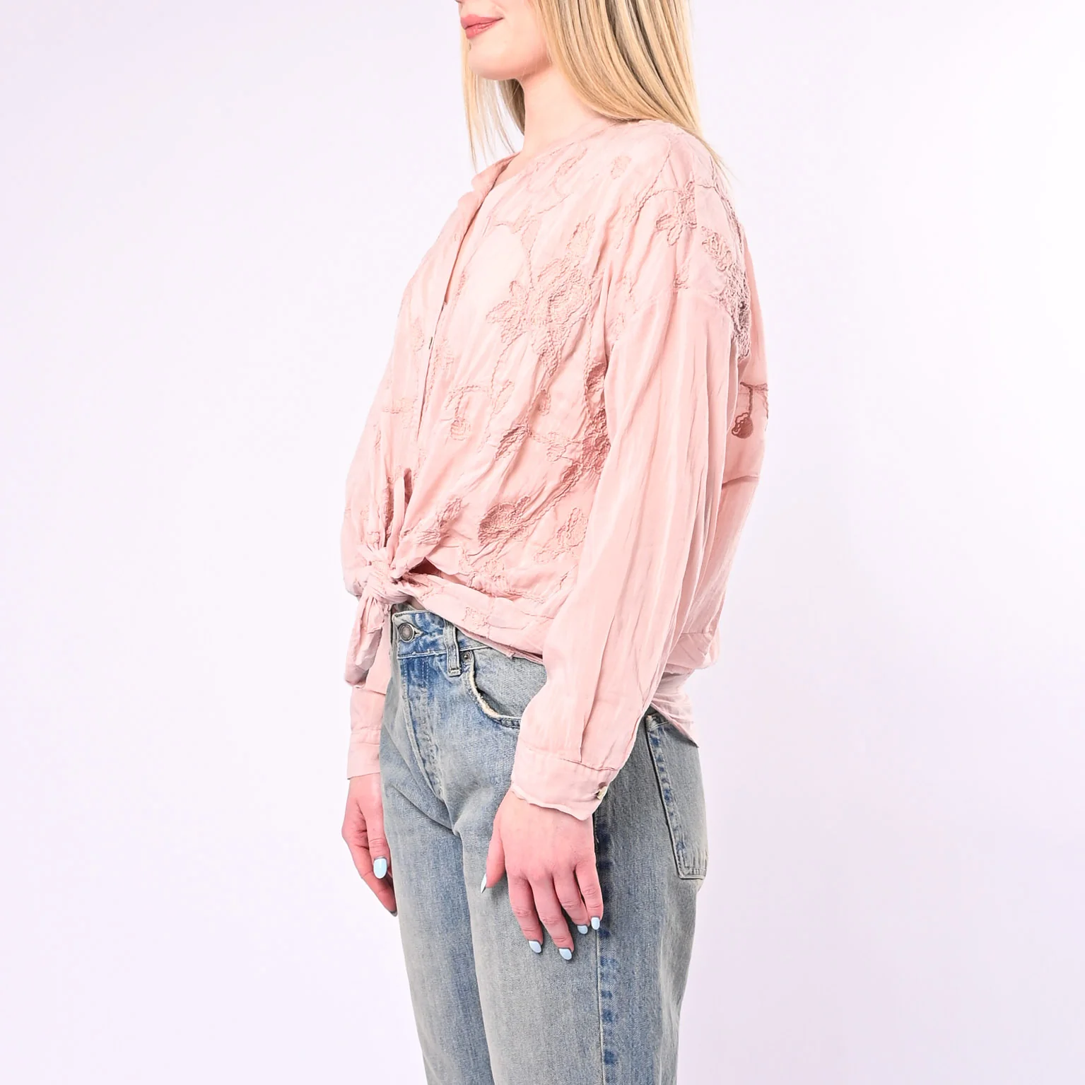 MOTEL - CAMICIA COTONE/SETA CON RICAMI FLOREALI ART.S26C346/R - ROSA - Image 3