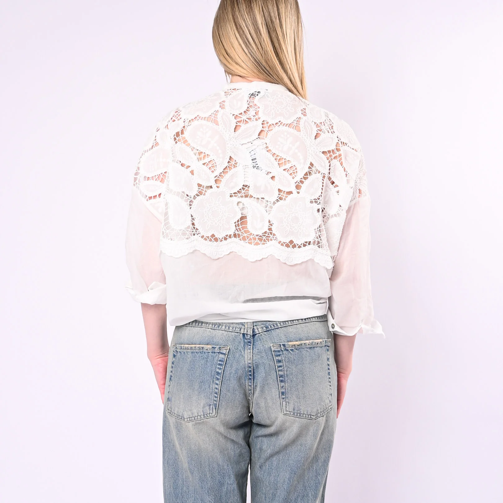 MOTEL - CAMICIA CROCHET IN MUSSOLA ART.S26CD94/B - BIANCO - Image 4
