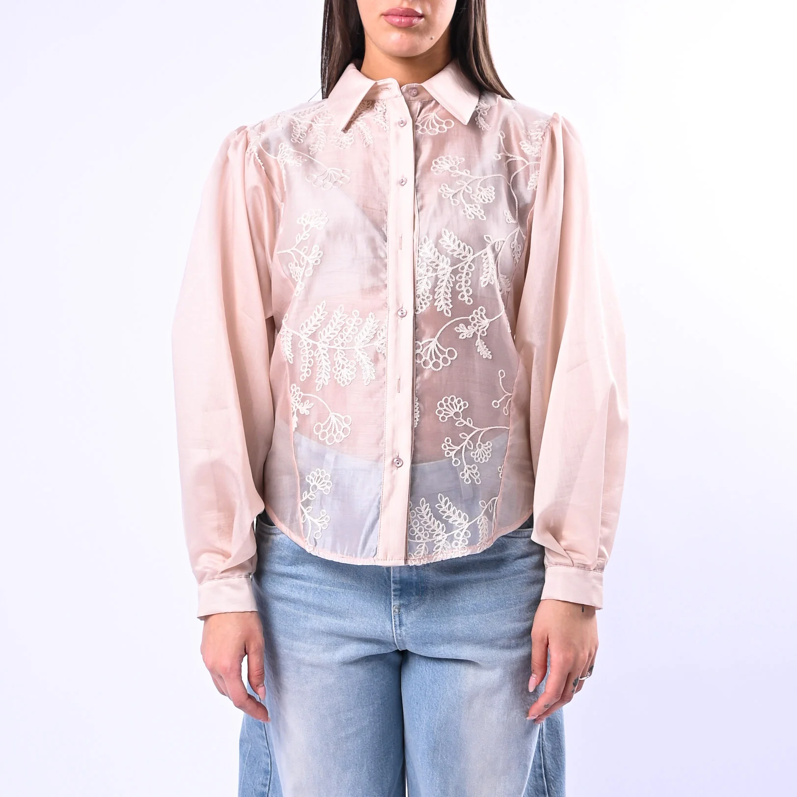 MOTEL - CAMICIA LYOCELL RICAMATA CON COLLETTO ART.C10266MO - BEIGE - Image 2
