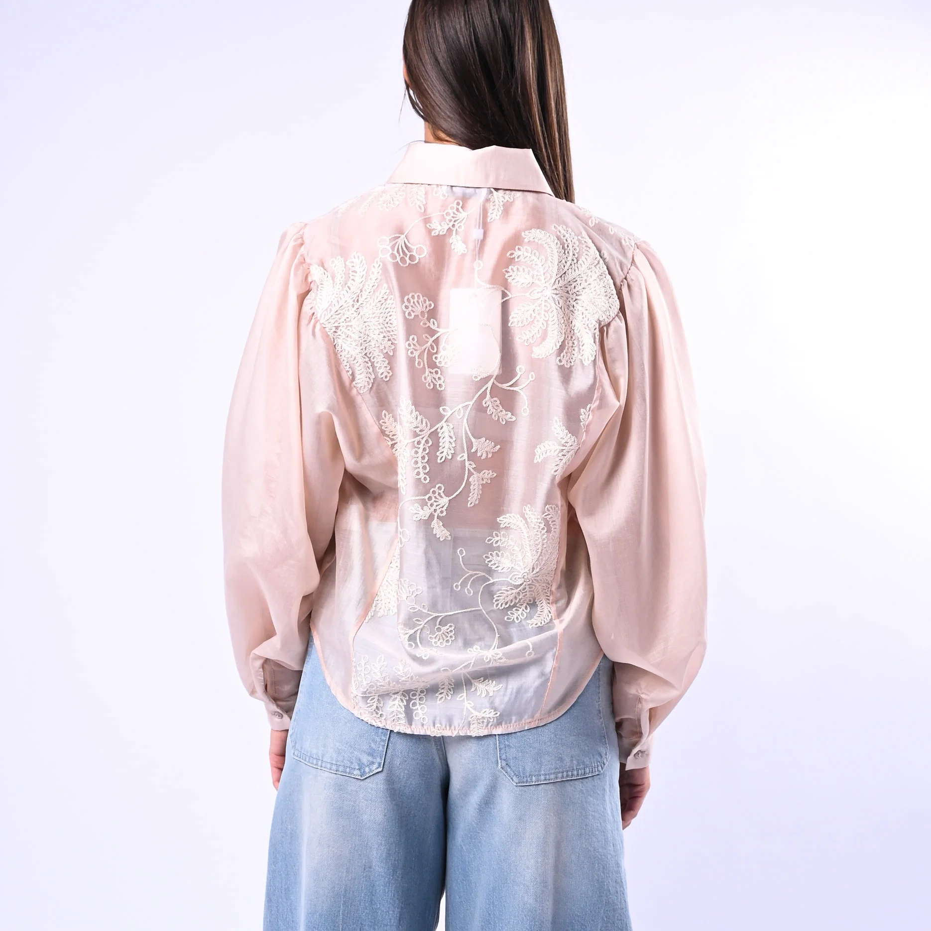 MOTEL - CAMICIA LYOCELL RICAMATA CON COLLETTO ART.C10266MO - BEIGE - Image 4