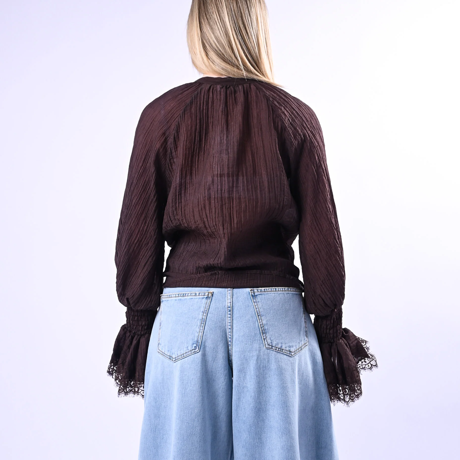 MOTEL - CAMICIA POLSO ARRICCIATO CON PIZZO ART. S26C328 - MORO - Image 4