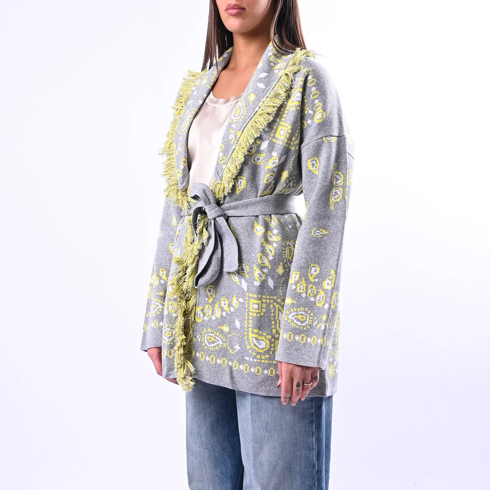 MOTEL - CARDIGAN ETNICO FANTASIA BANDANA ART.26P260 - GRIGIO - Image 3
