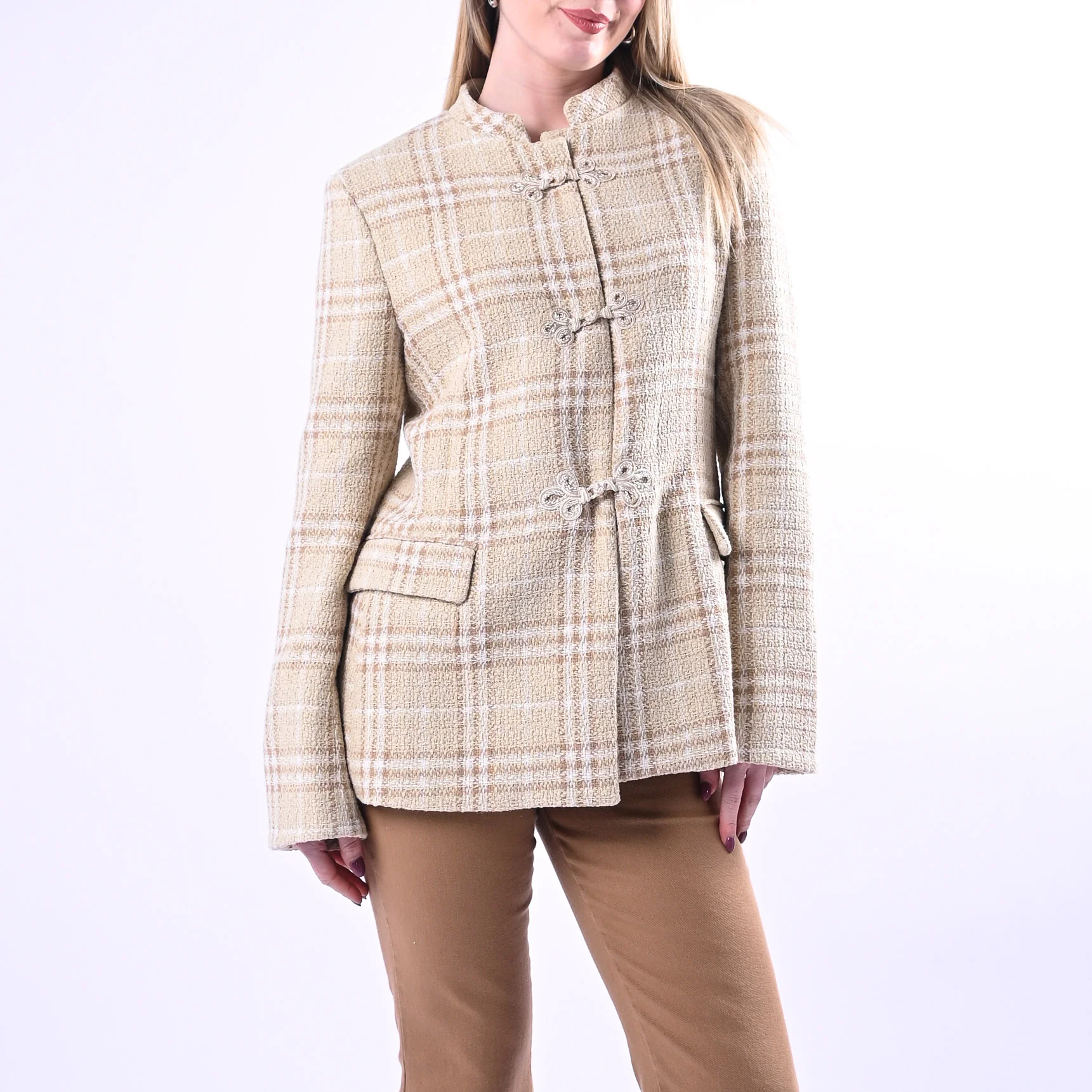 MOTEL - GIACCA CHANEL A QUADRI CON ALAMARI ART.S26J723 - BEIGE