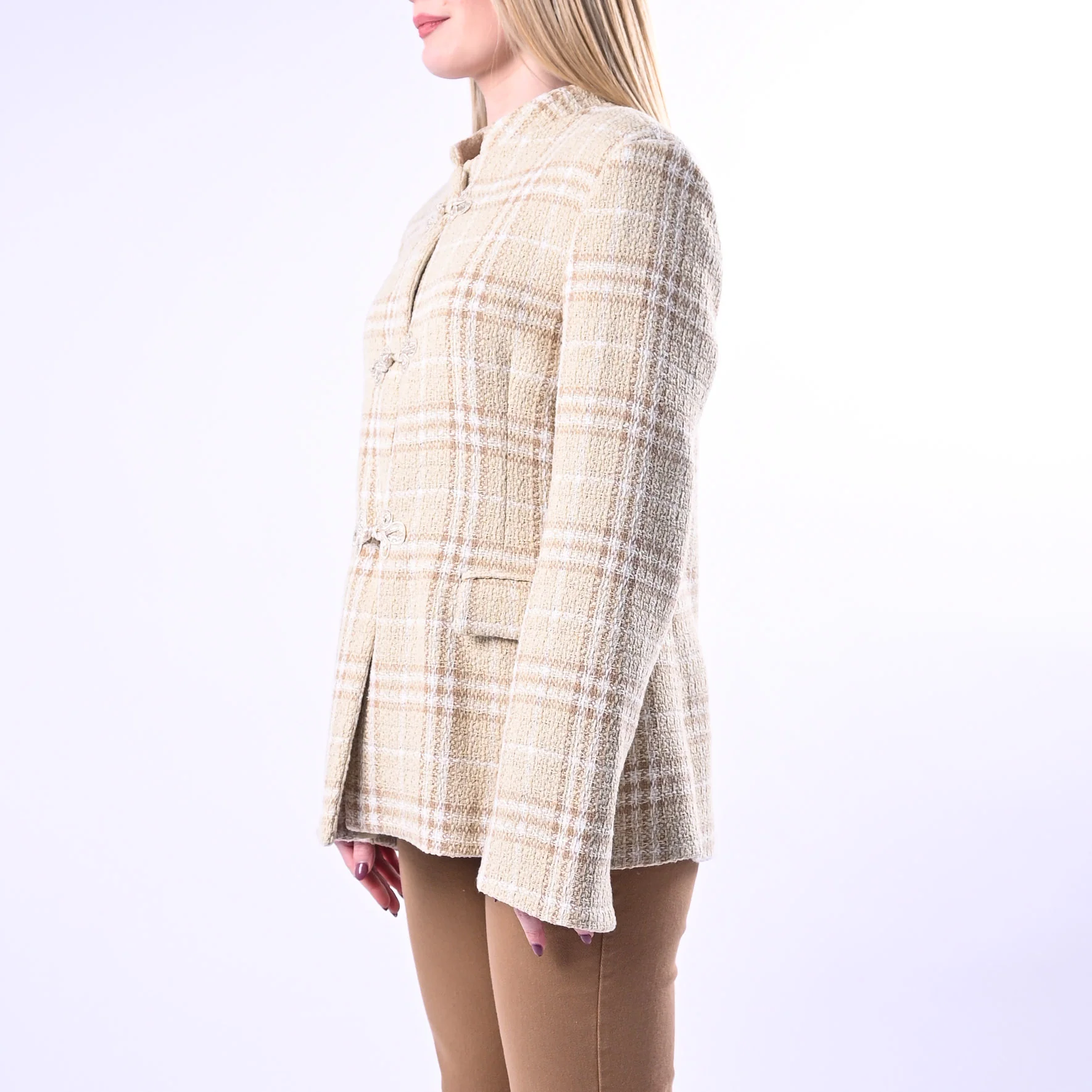 MOTEL - GIACCA CHANEL A QUADRI CON ALAMARI ART.S26J723 - BEIGE - Image 3